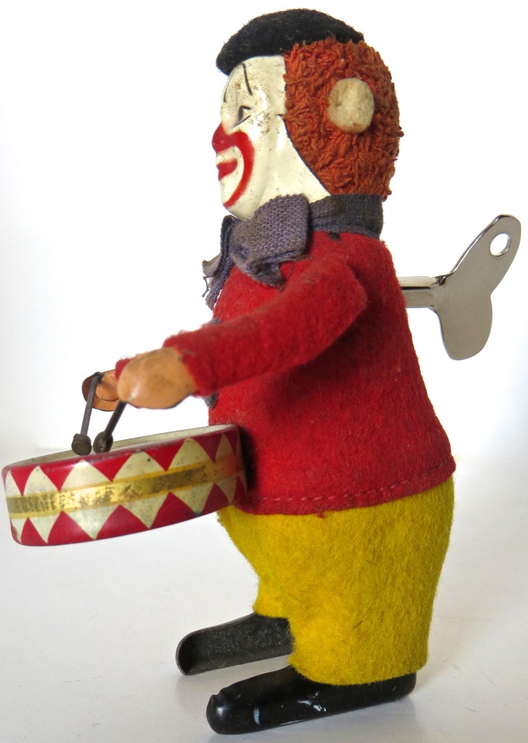 "Clown Drummer" Clockwork Toy Schuco, German, circa 1940 at 1stDibs