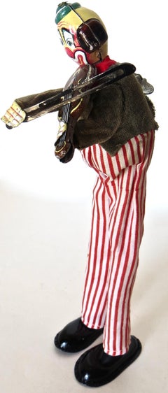 "Clown Playing Violin" Toy Japanese Wind-Up, Circa 1950's