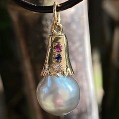 "Clown Strike South" Baroque South Sea Pearl Pendant or Fob in Yellow Gold