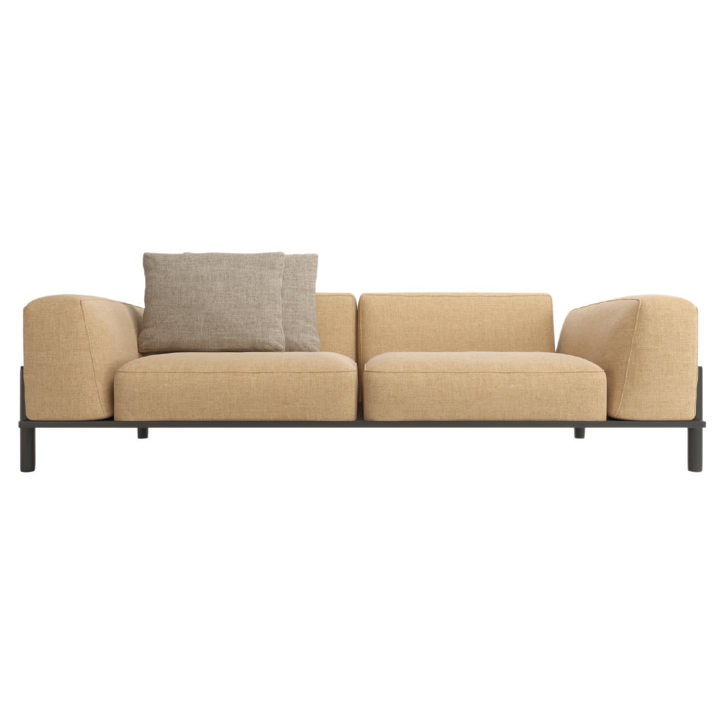 Club 2 seats sofa, upholstered with lacquered iron details