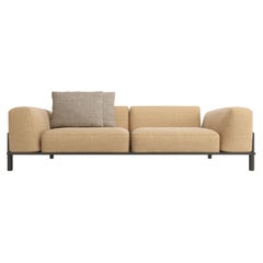 Club 2 seats sofa, upholstered with lacquered iron details