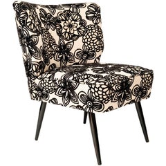 Club Armchair in Black and White Flowers, Germany, 1960s