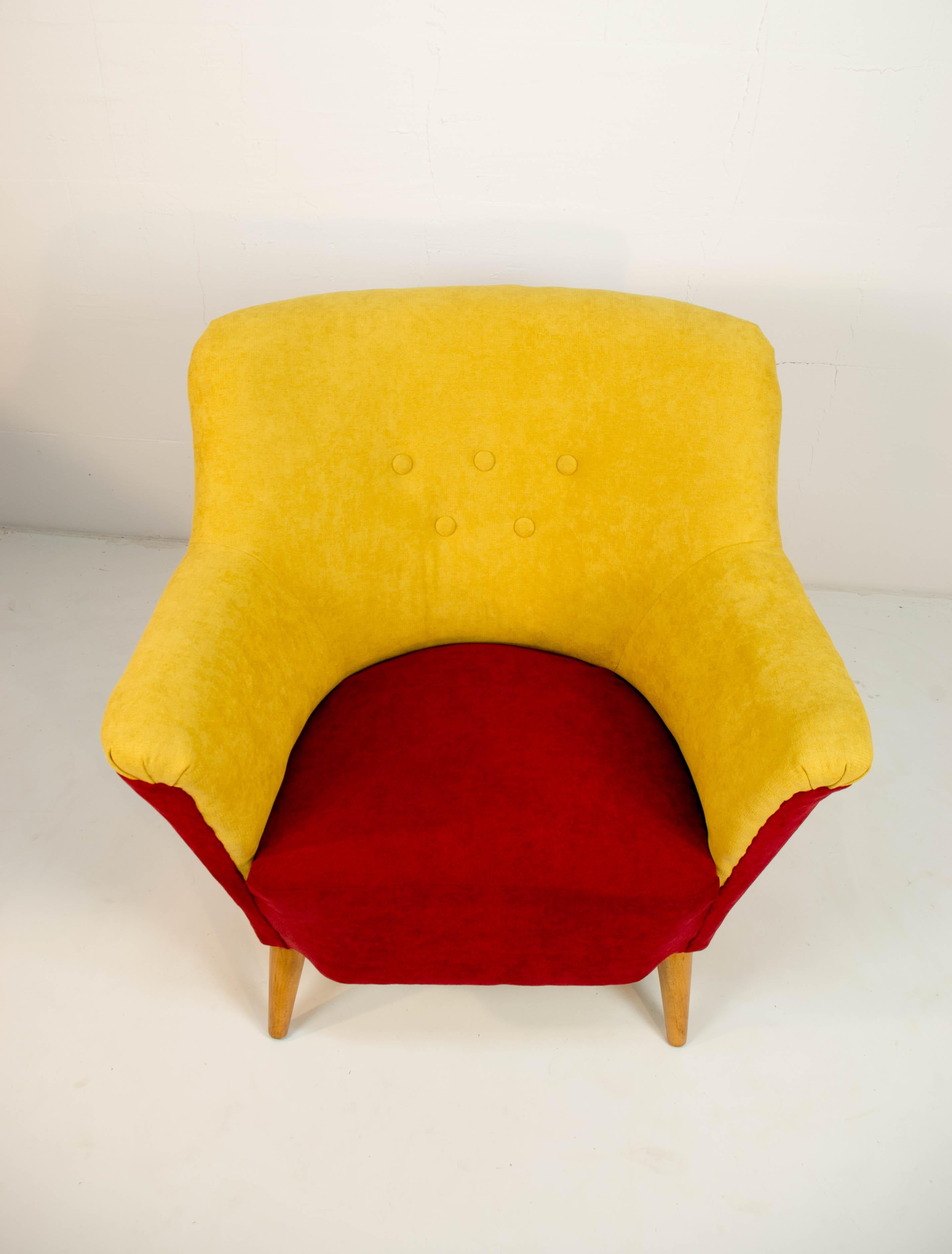 Club Armchair in Red and Yellow, 1930 For Sale 1