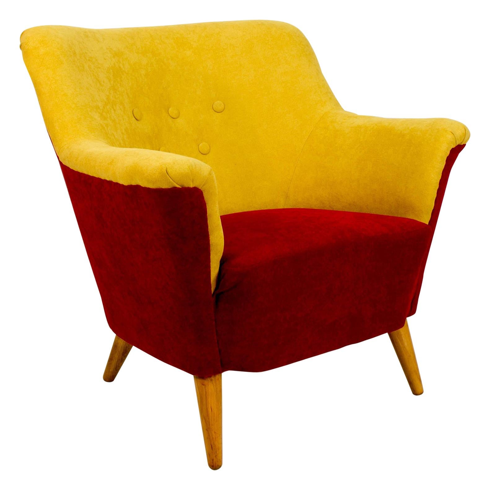 Club Armchair in Red and Yellow, 1930