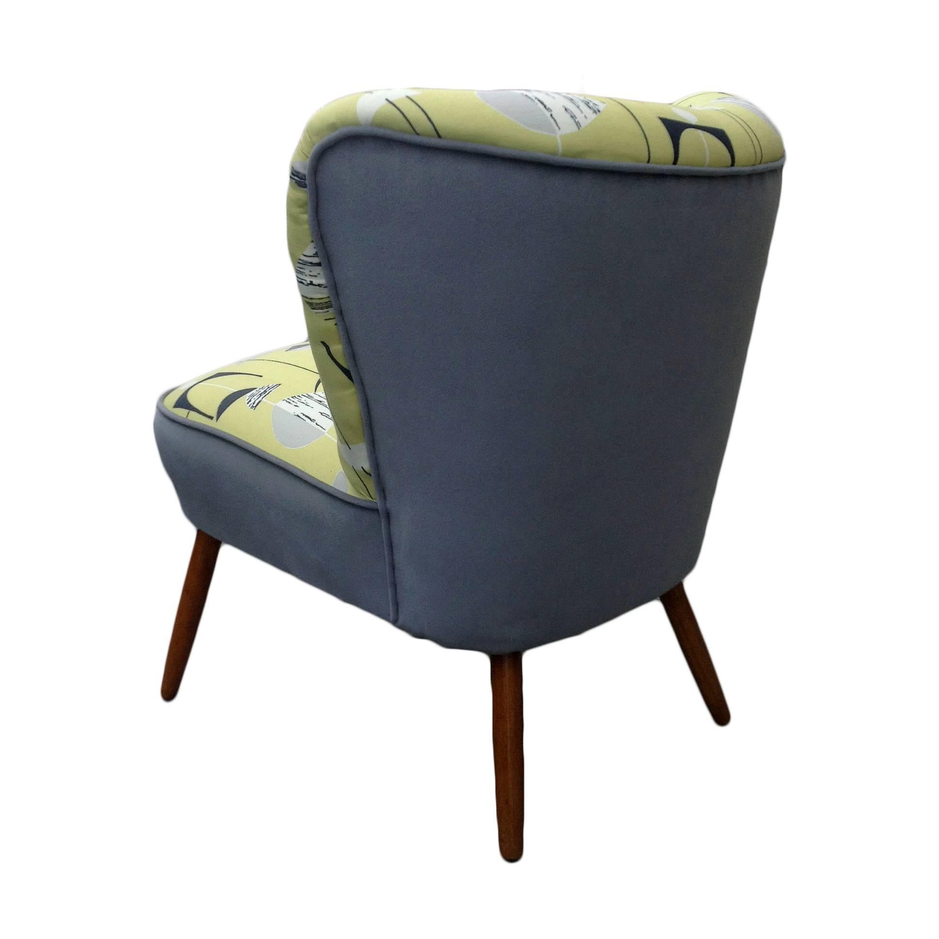 Mid-Century Modern  Club Armchair in Sanderson Green Fabric, Germany, 1960s For Sale