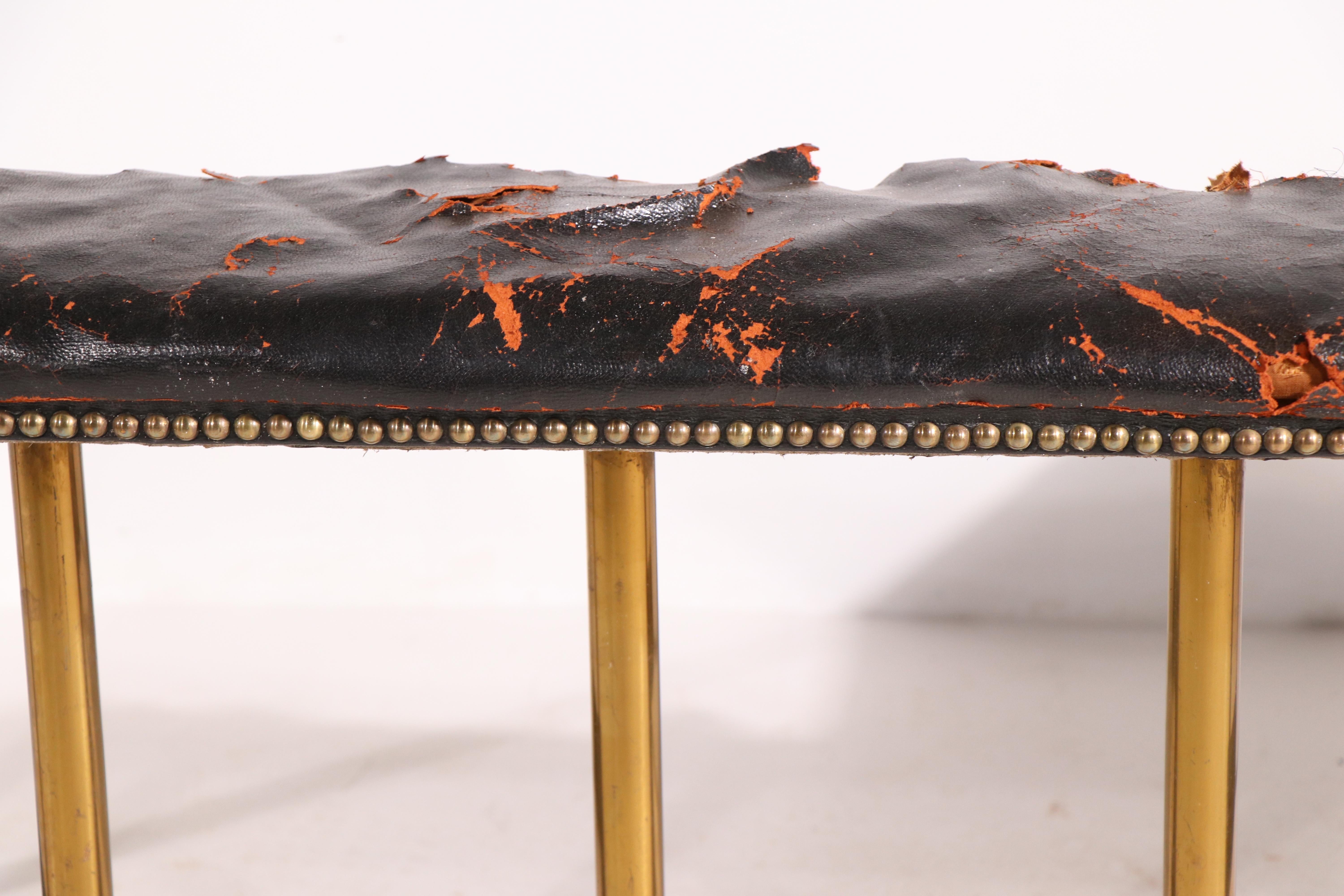 Club Bench Fender Brass with Leather Seat 5