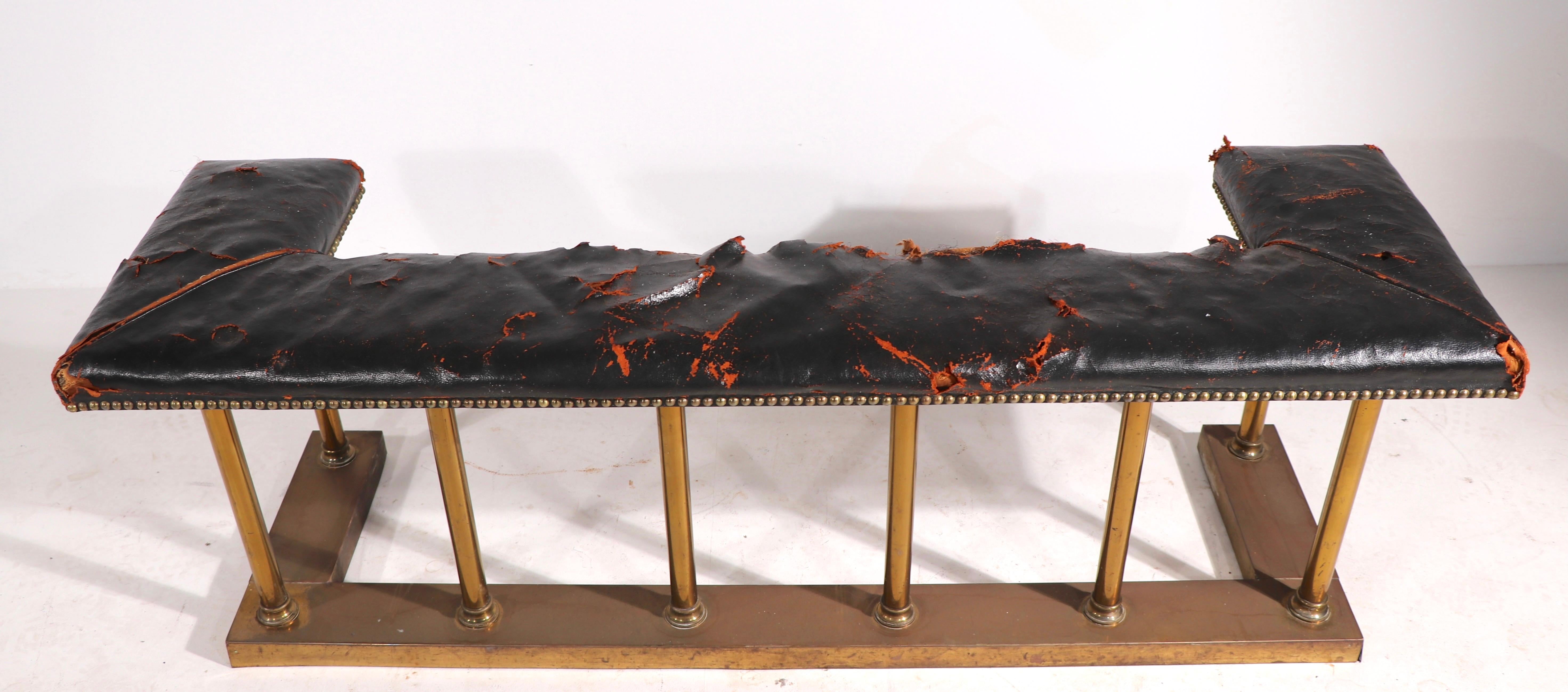 Club Bench Fender Brass with Leather Seat 6