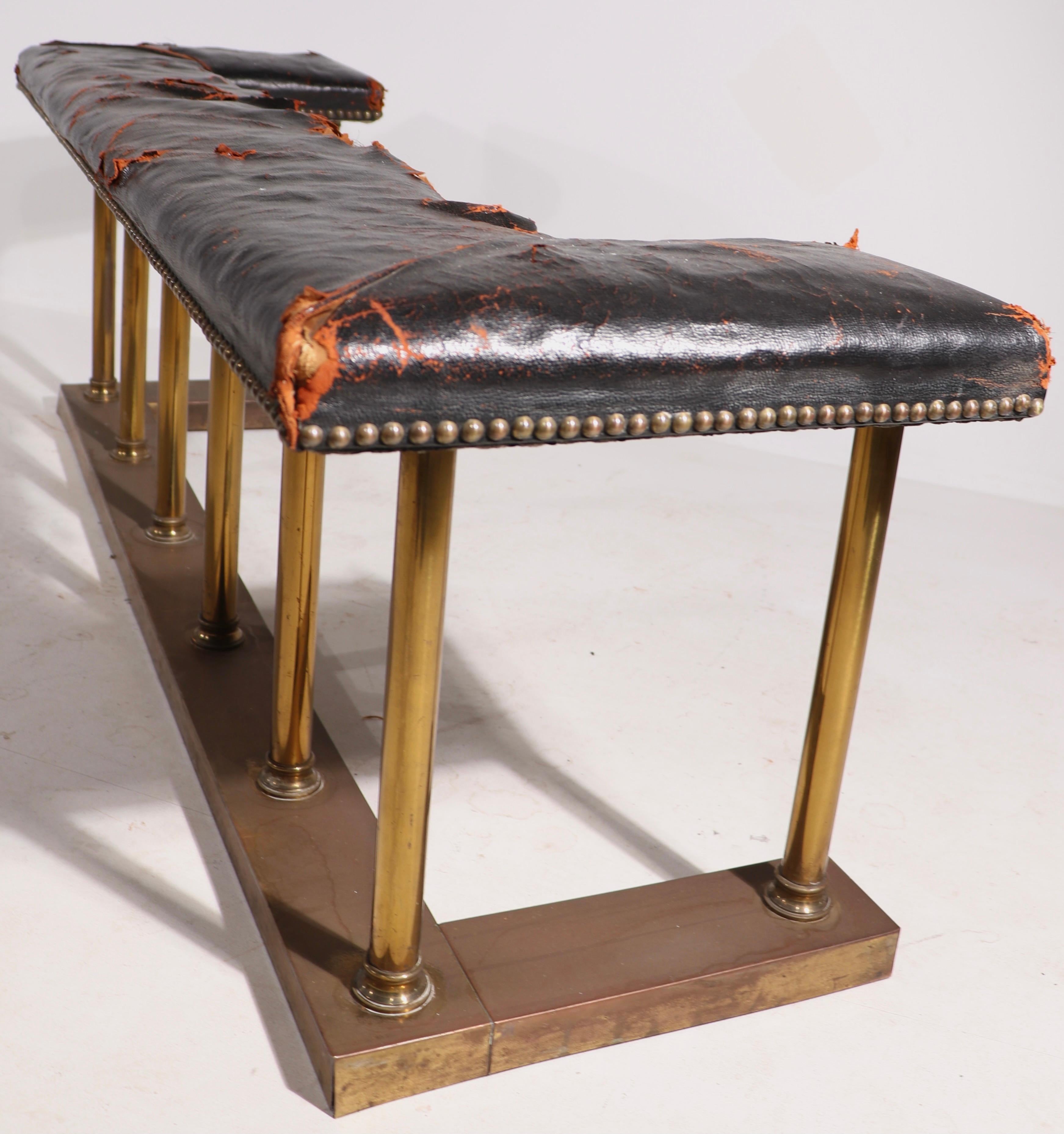 Club Bench Fender Brass with Leather Seat 7