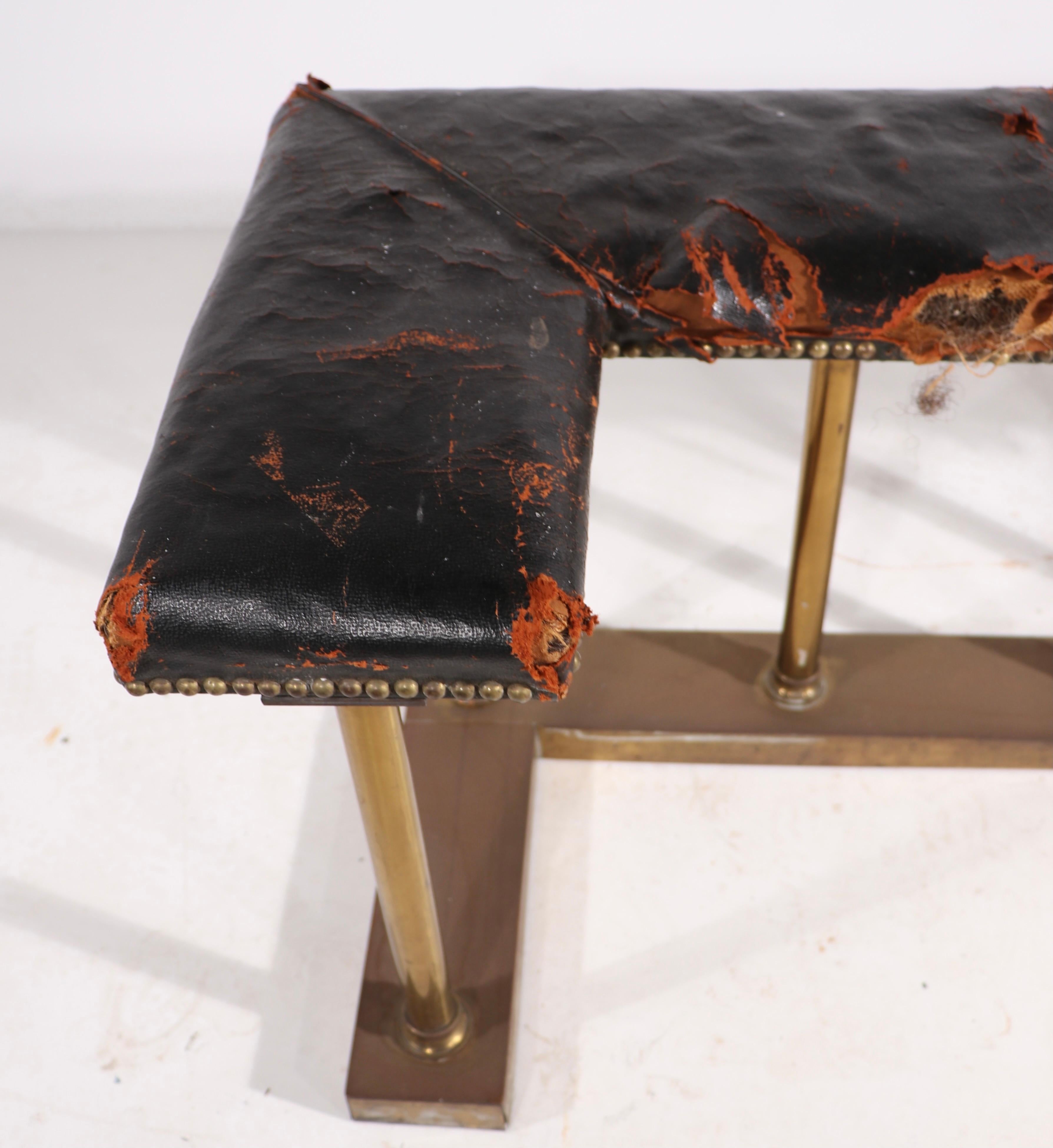 Club Bench Fender Brass with Leather Seat 1