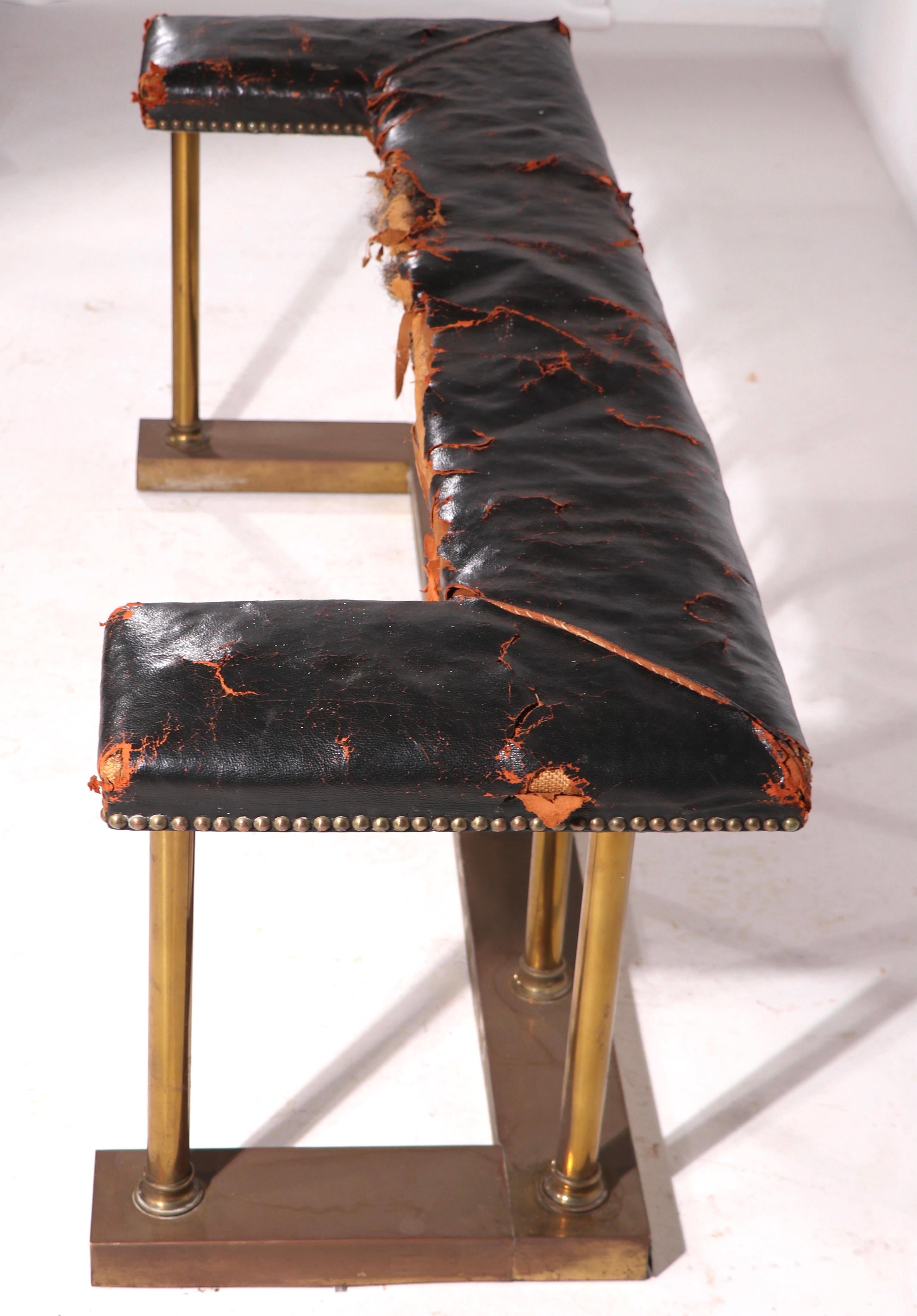 Club Bench Fender Brass with Leather Seat 2