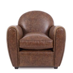Club Brauner Sessel aus handpatiniertem Leder