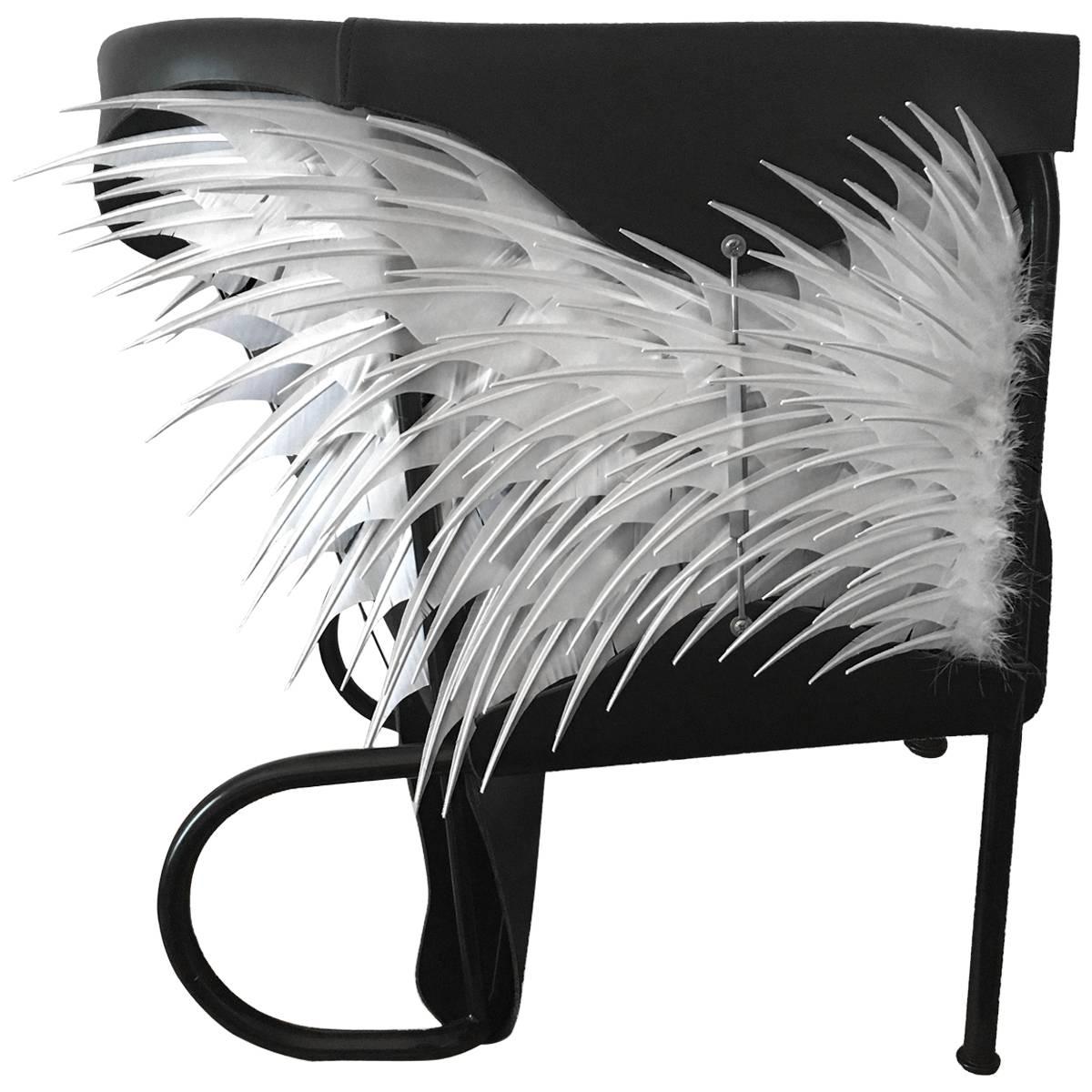 Club Chair, Accoutre No.2, Leather and Feather Armchair For Sale