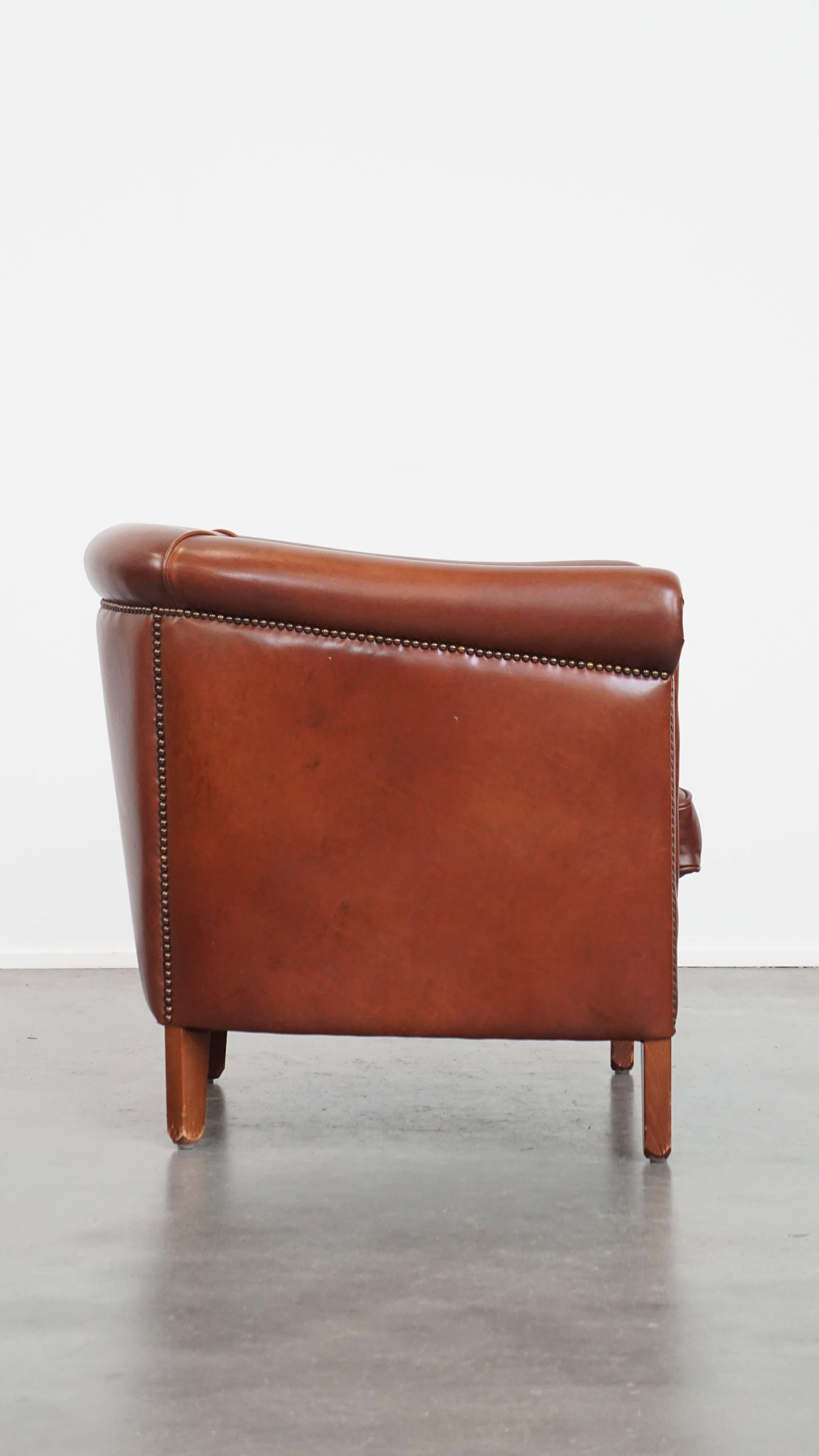 Romain classique Fauteuil club en cuir de vache en vente