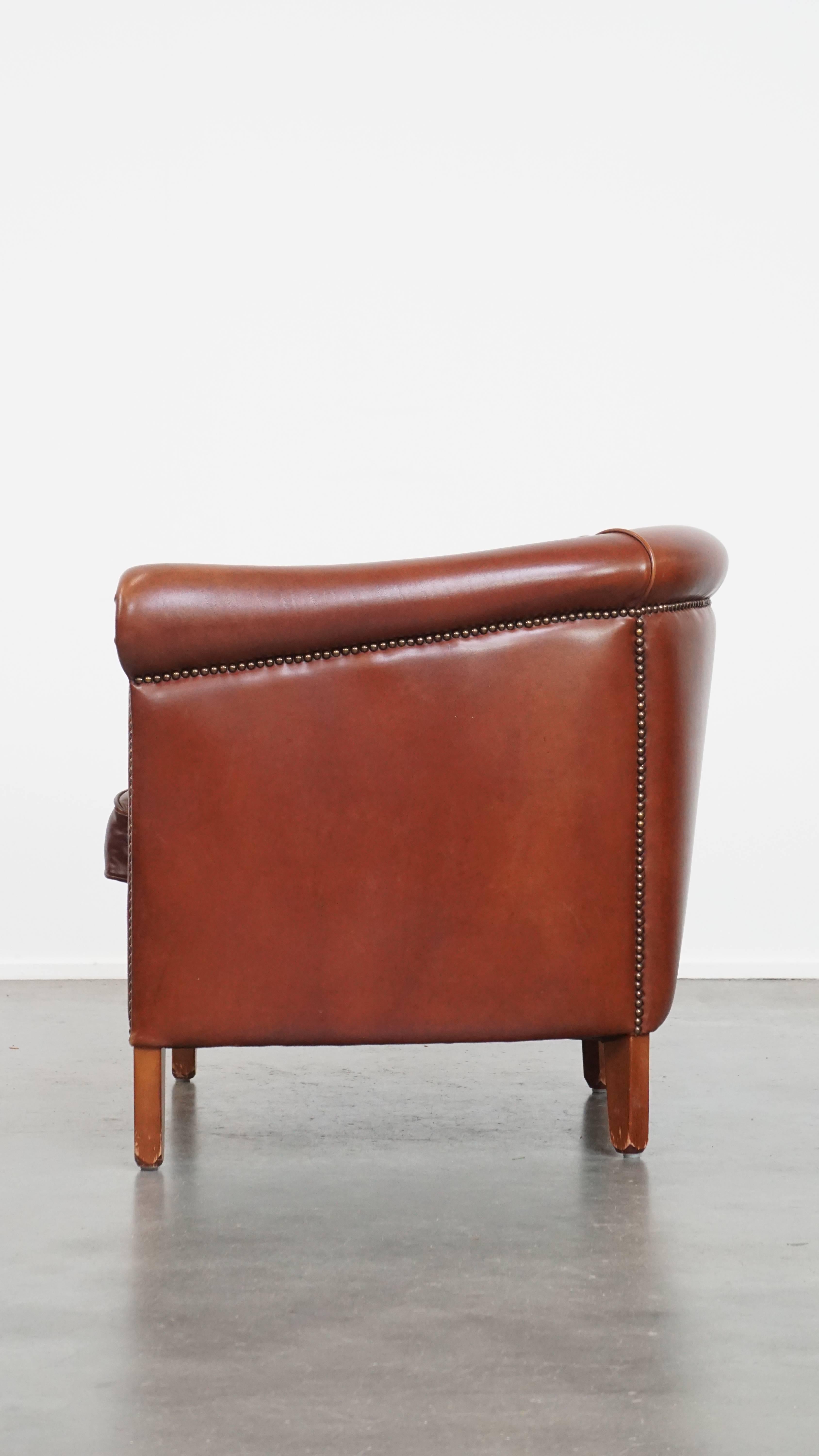Fauteuil club en cuir de vache Bon état - En vente à Harderwijk, NL