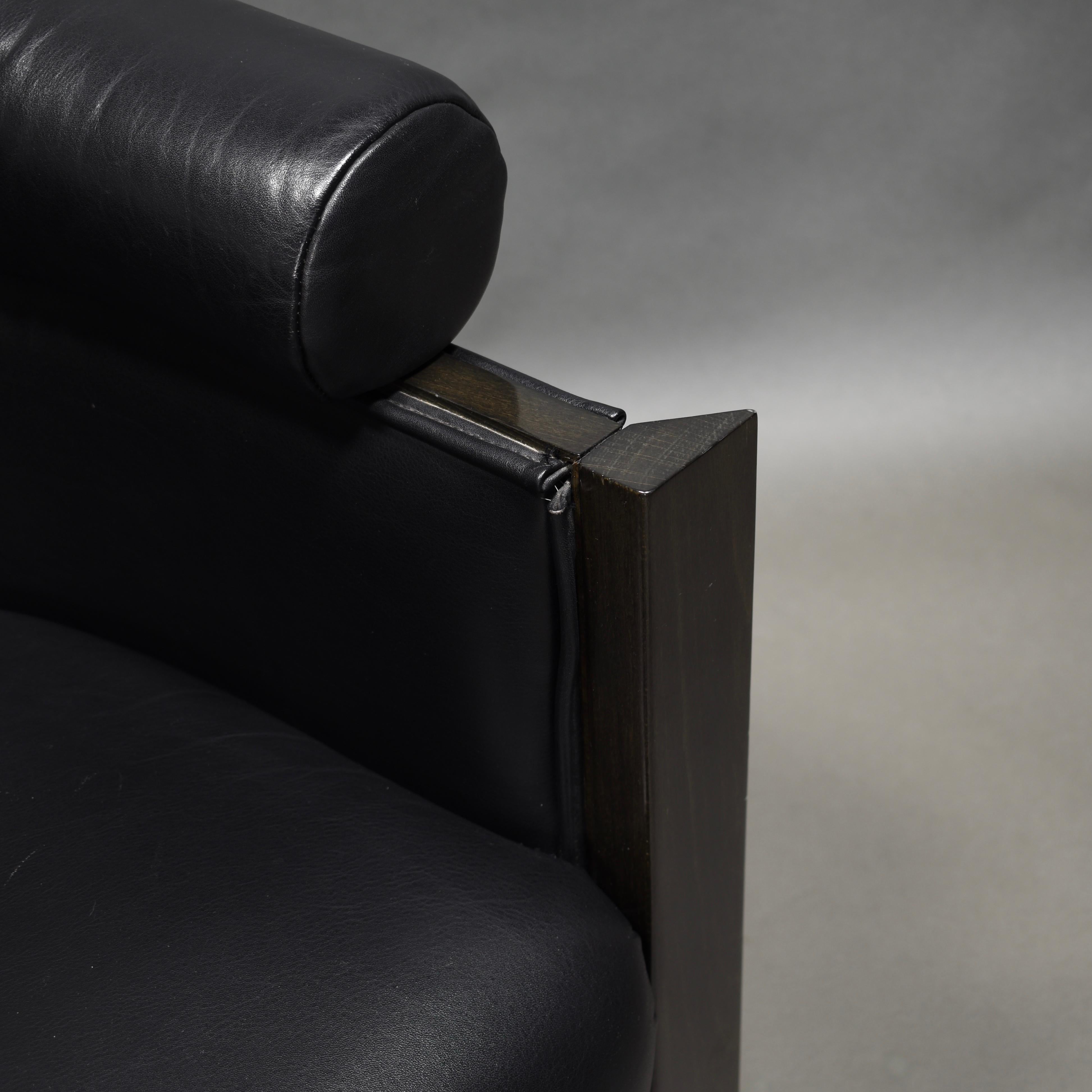 Club Chair in Leather and Ebony by Umberto Asnago for Giorgetti, Italy, 1980s 6