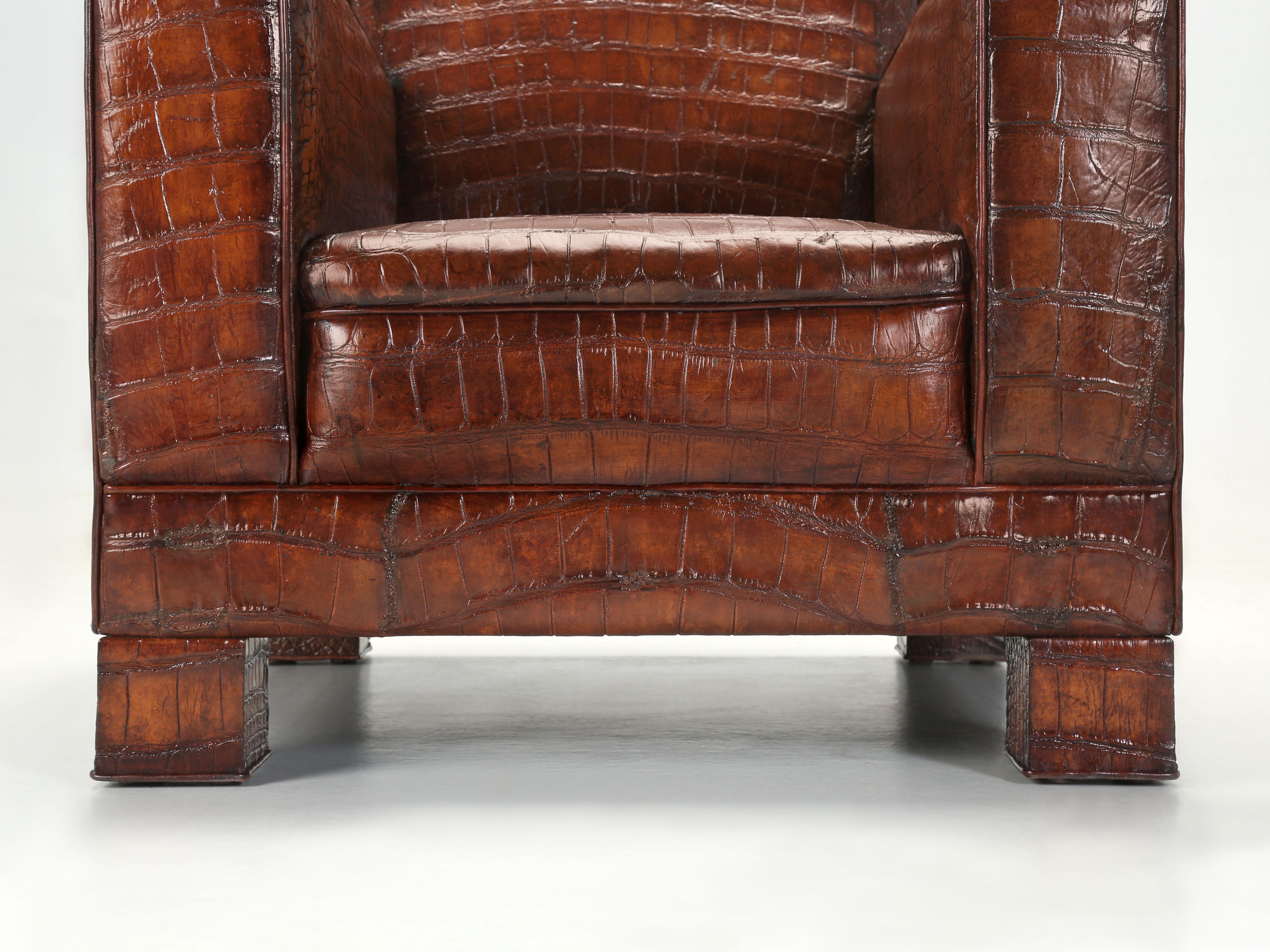 Genuine Alligator Club Chair Inspired by Jean-Michel Frank & Adnet by Old Plank 4
