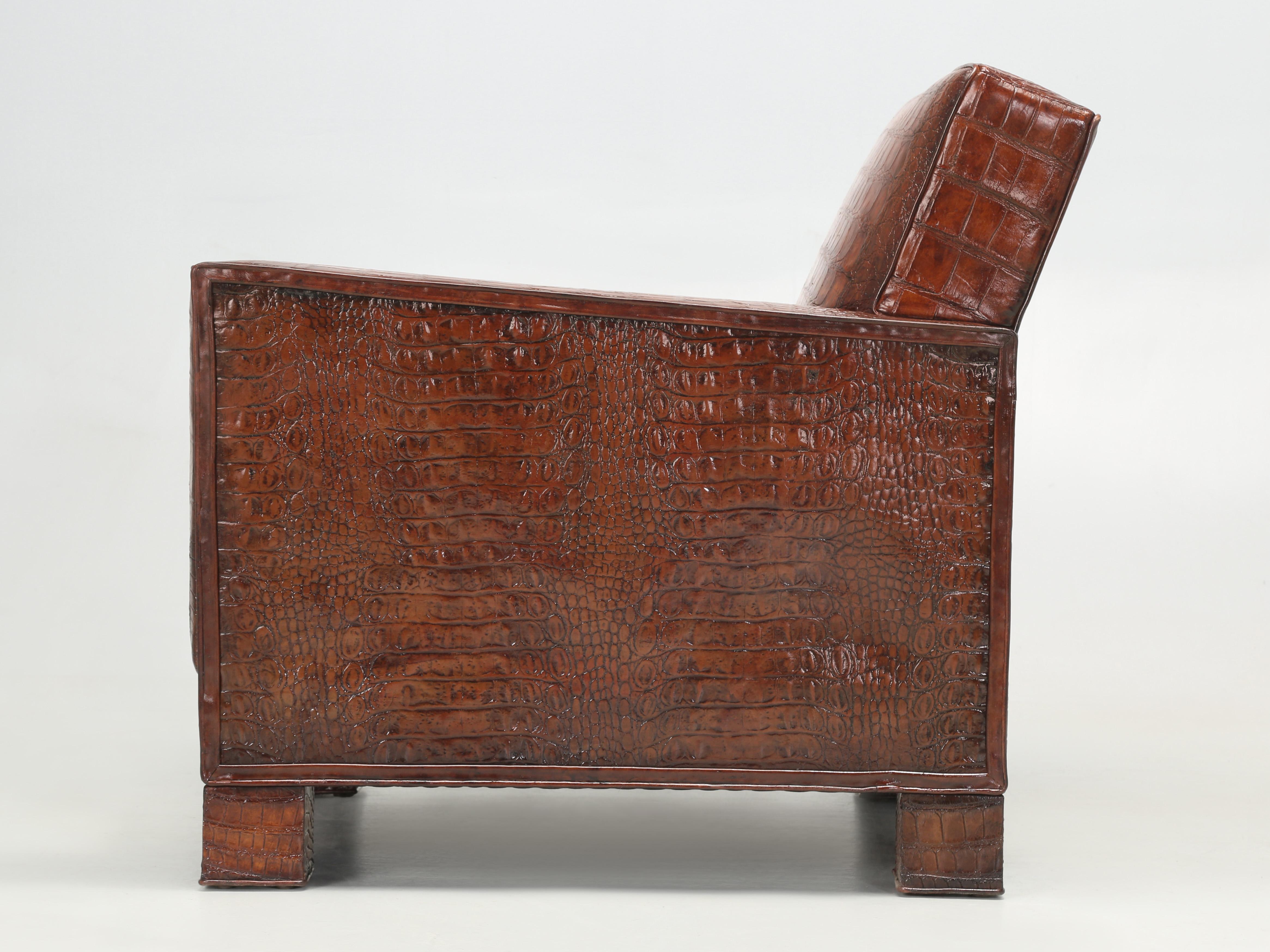 Genuine Alligator Club Chair Inspired by Jean-Michel Frank & Adnet by Old Plank 6