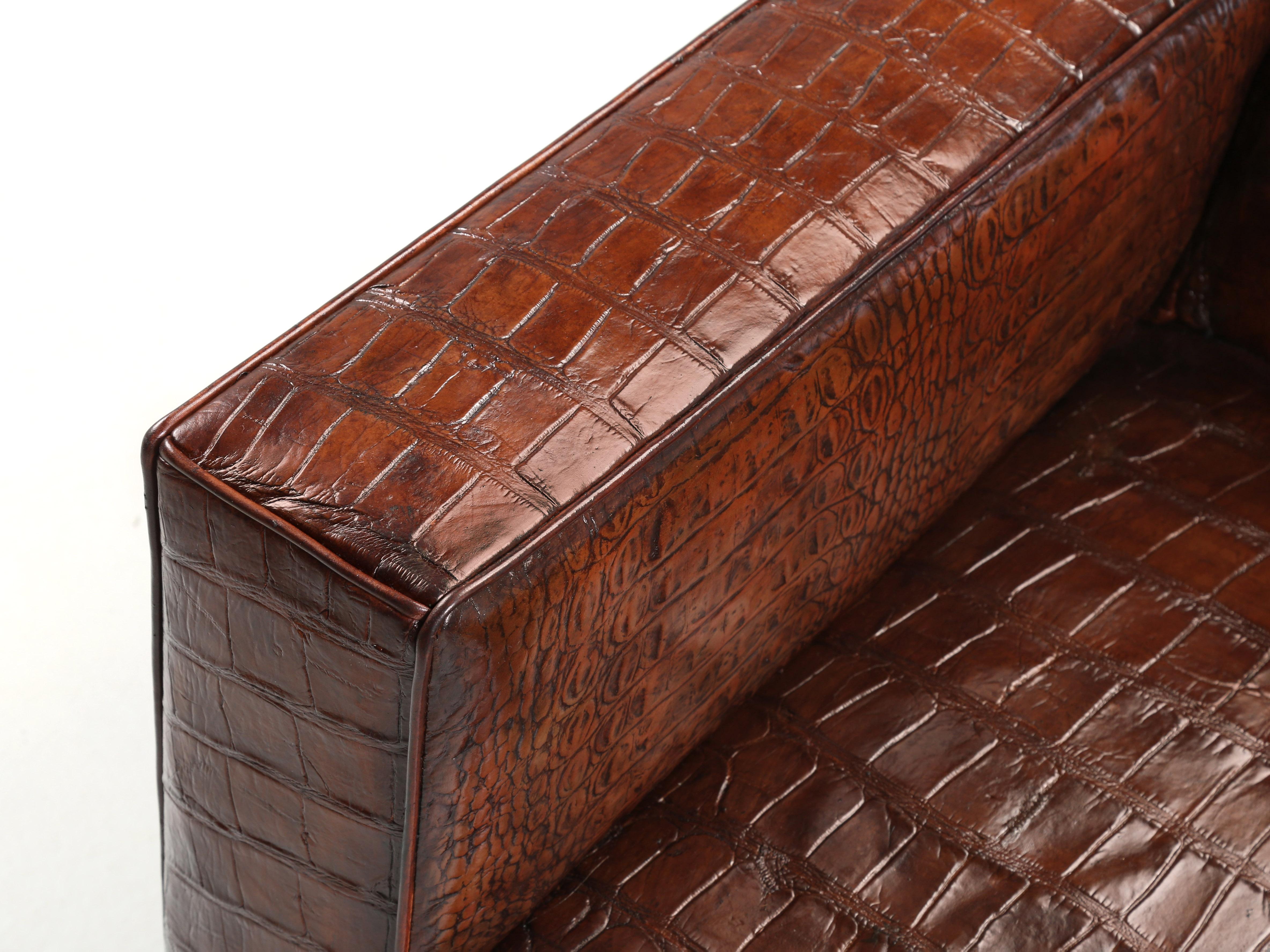 Upholstery Genuine Alligator Club Chair Inspired by Jean-Michel Frank & Adnet by Old Plank