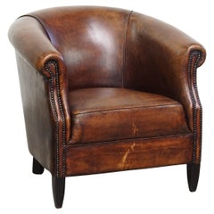 Club chair made of sheepskin leather