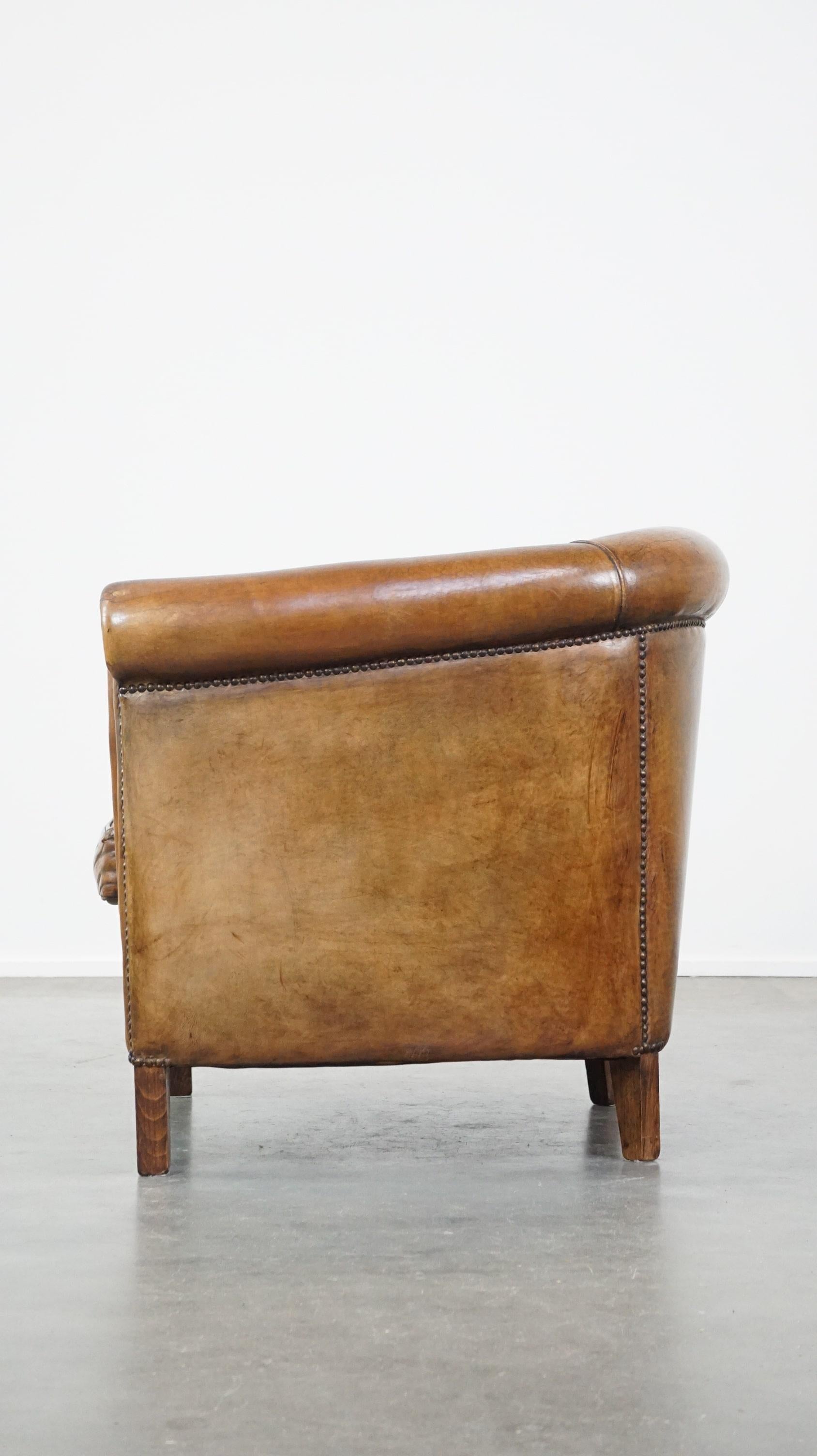 20th Century Club chair made of sheepskin leather with the most beautiful colors For Sale