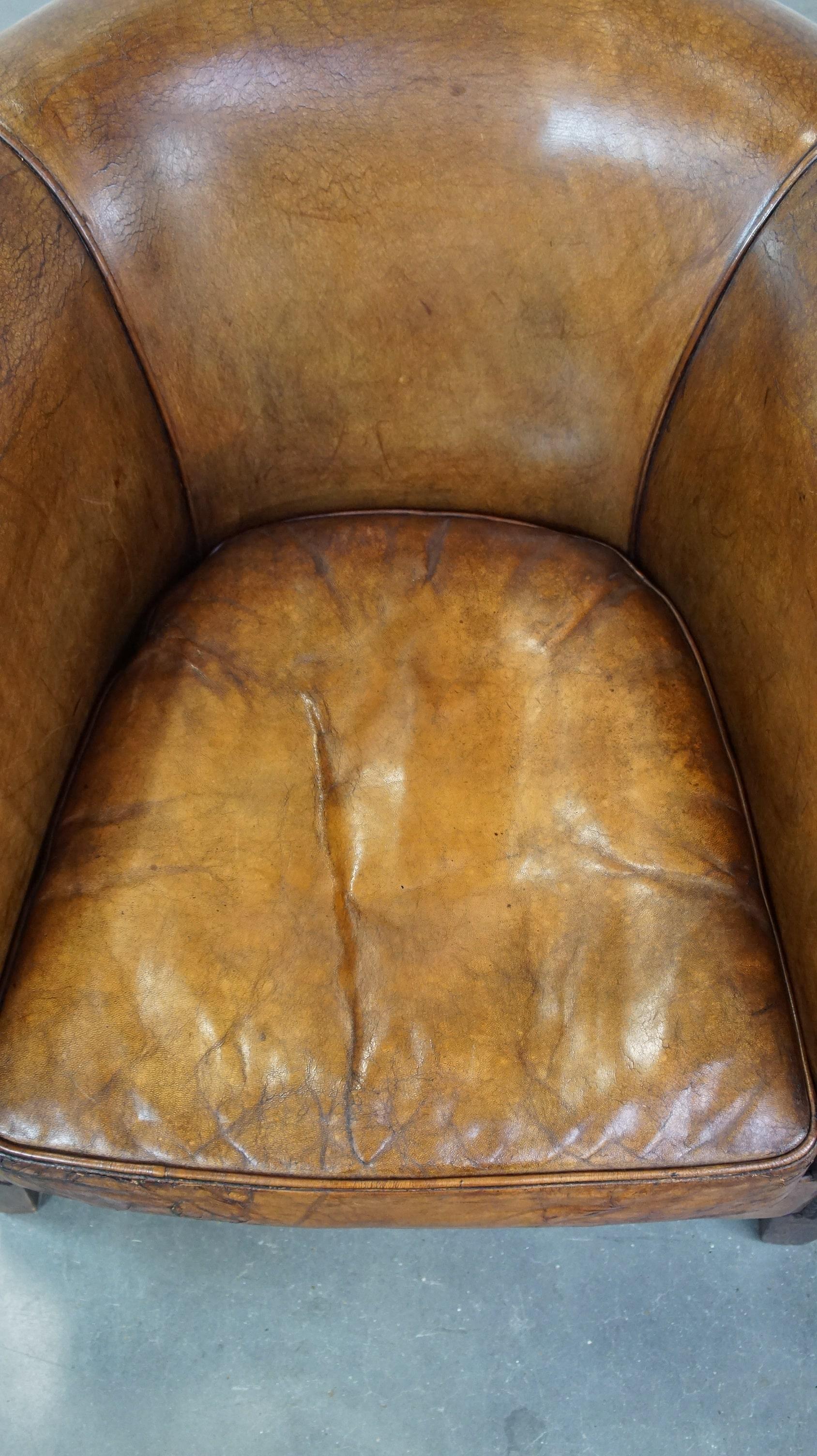 Sheepskin Club chair made of sheepskin leather with the most beautiful colors For Sale