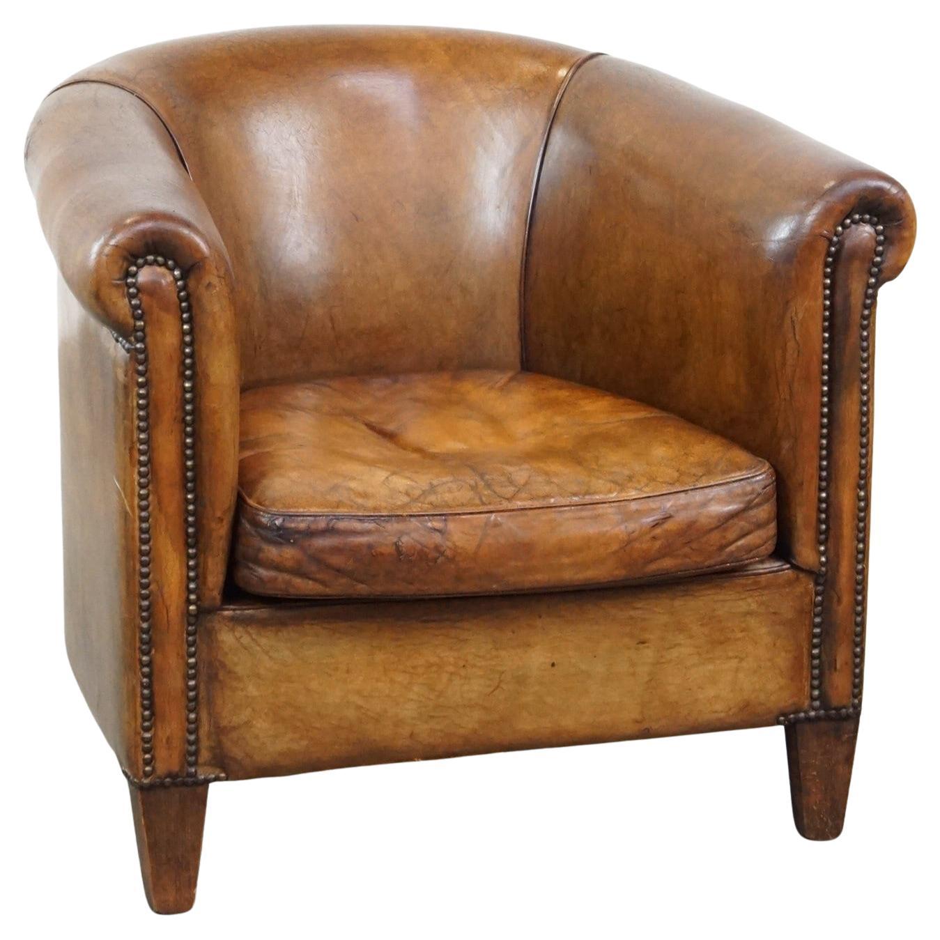 Club chair made of sheepskin leather with the most beautiful colors
