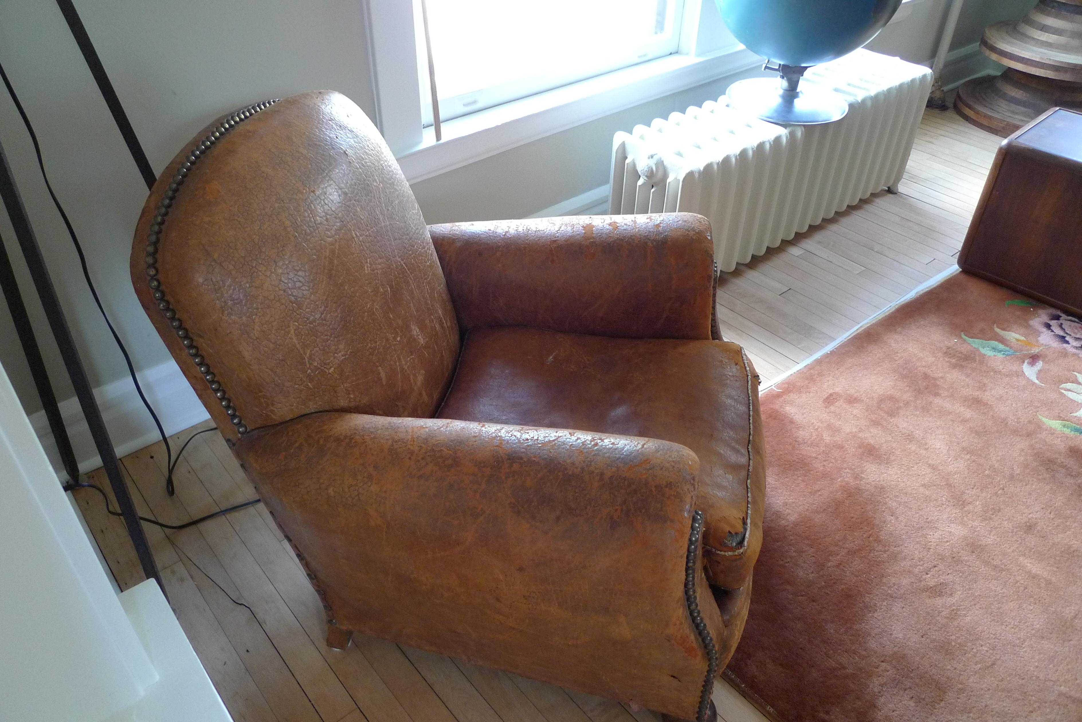Club Chair of Leather from France, circa 1930s 5