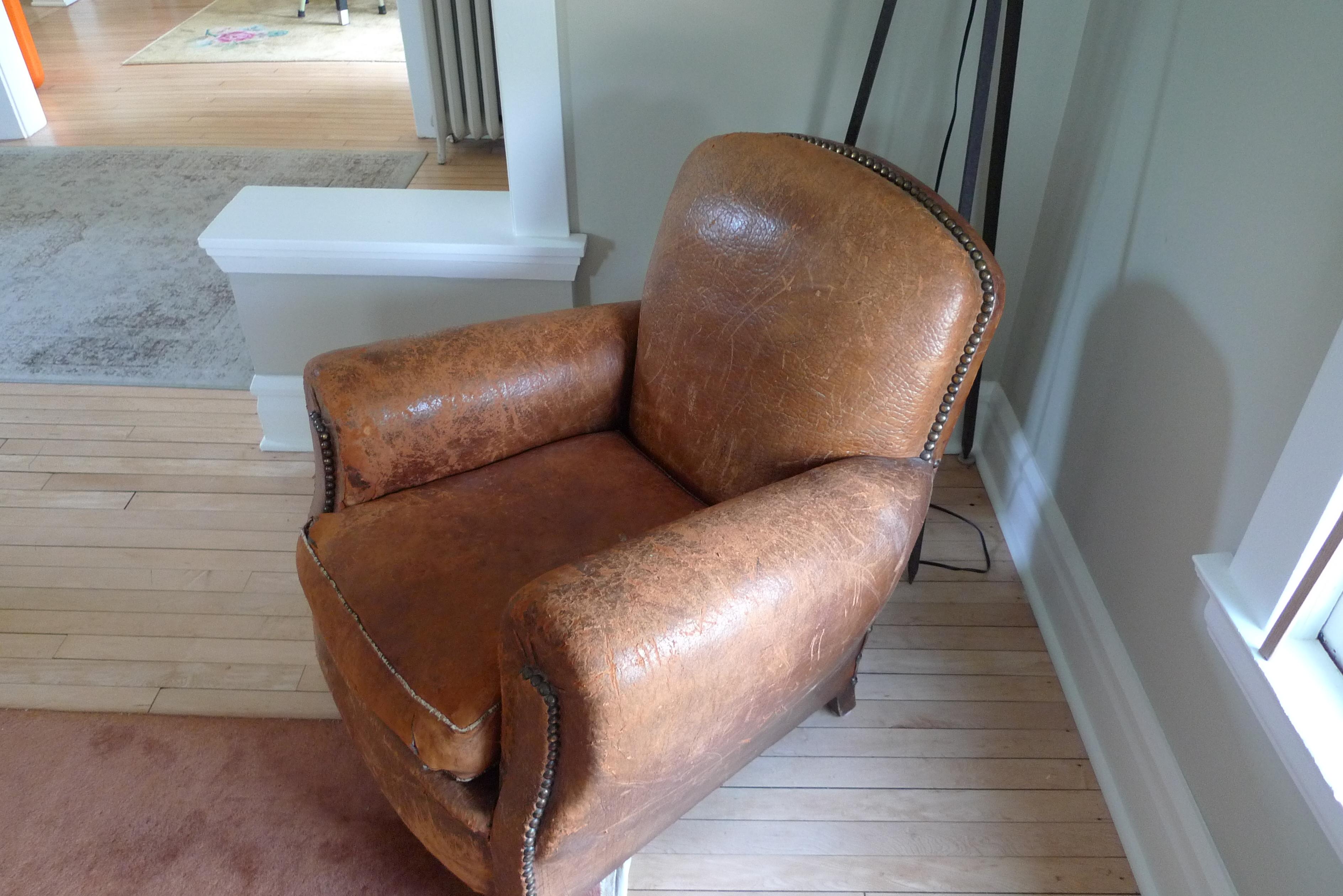 Club Chair of Leather from France, circa 1930s 6
