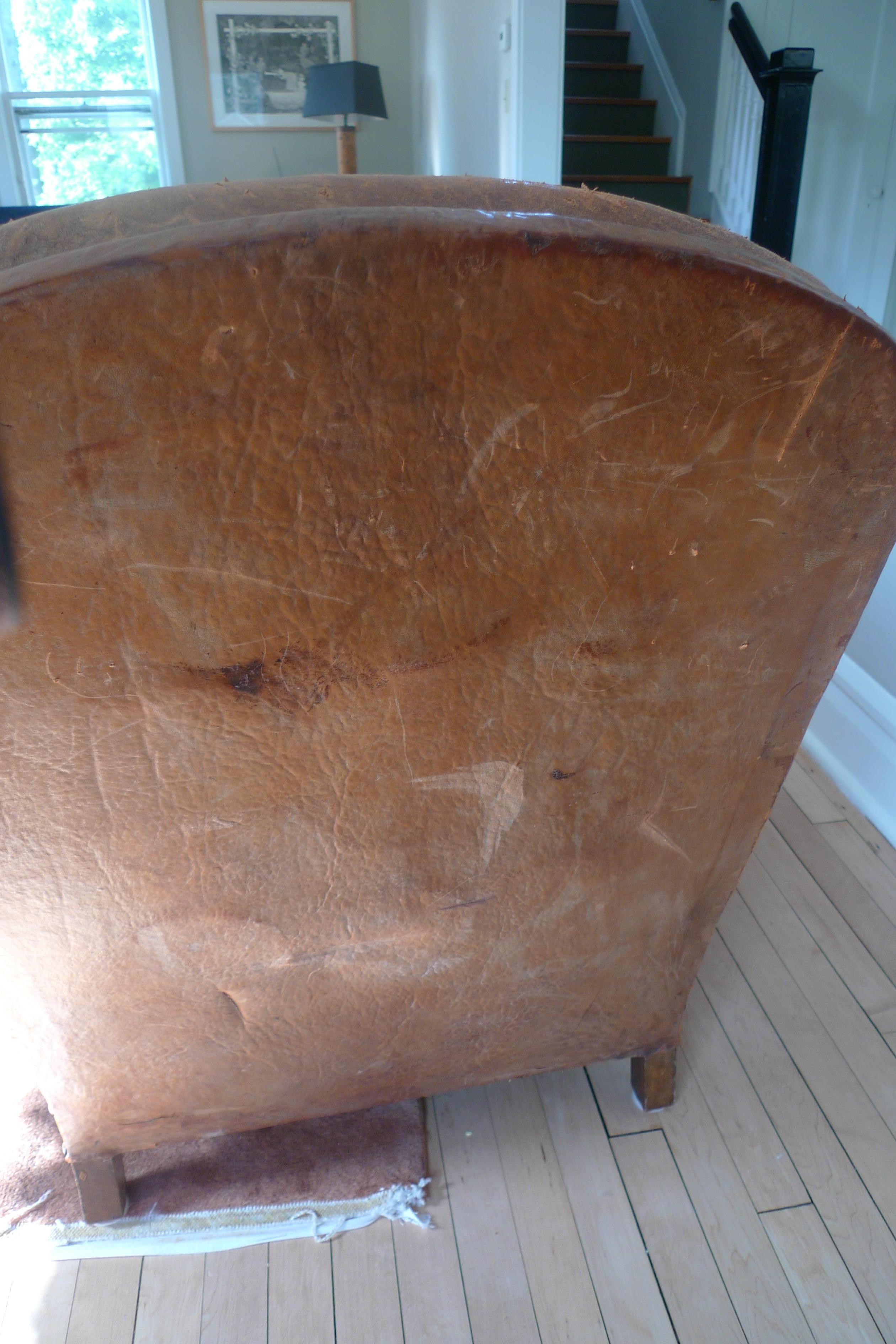 French Club Chair of Leather from France, circa 1930s