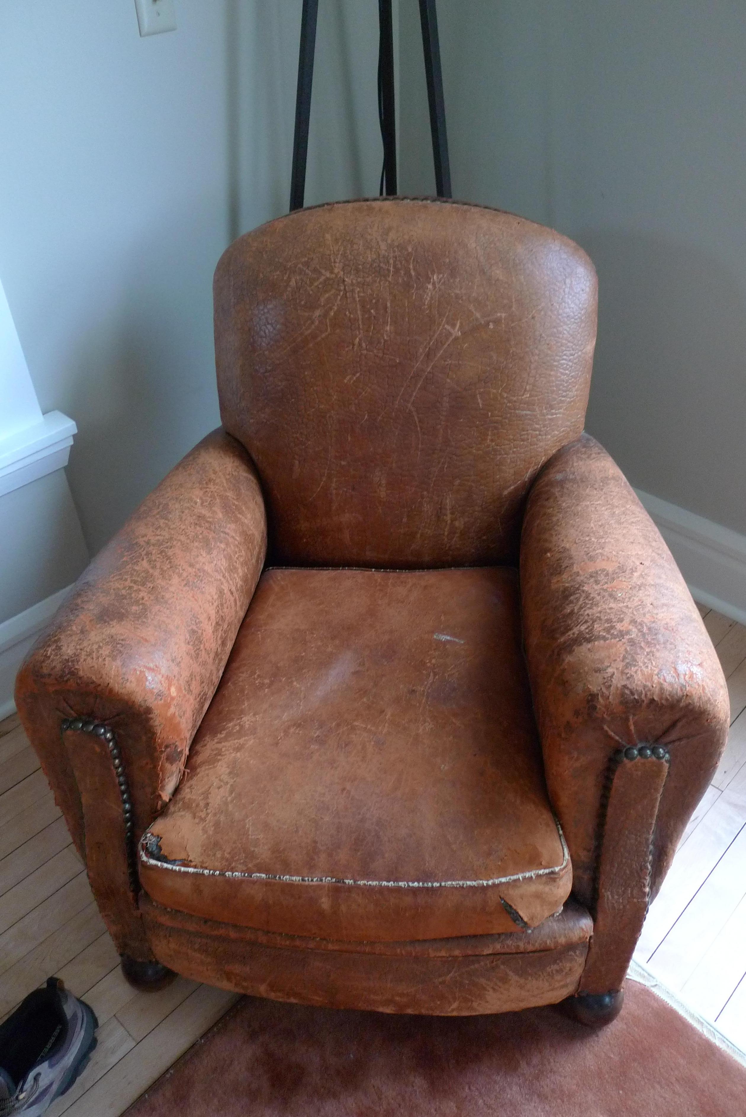Club Chair of Leather from France, circa 1930s 1