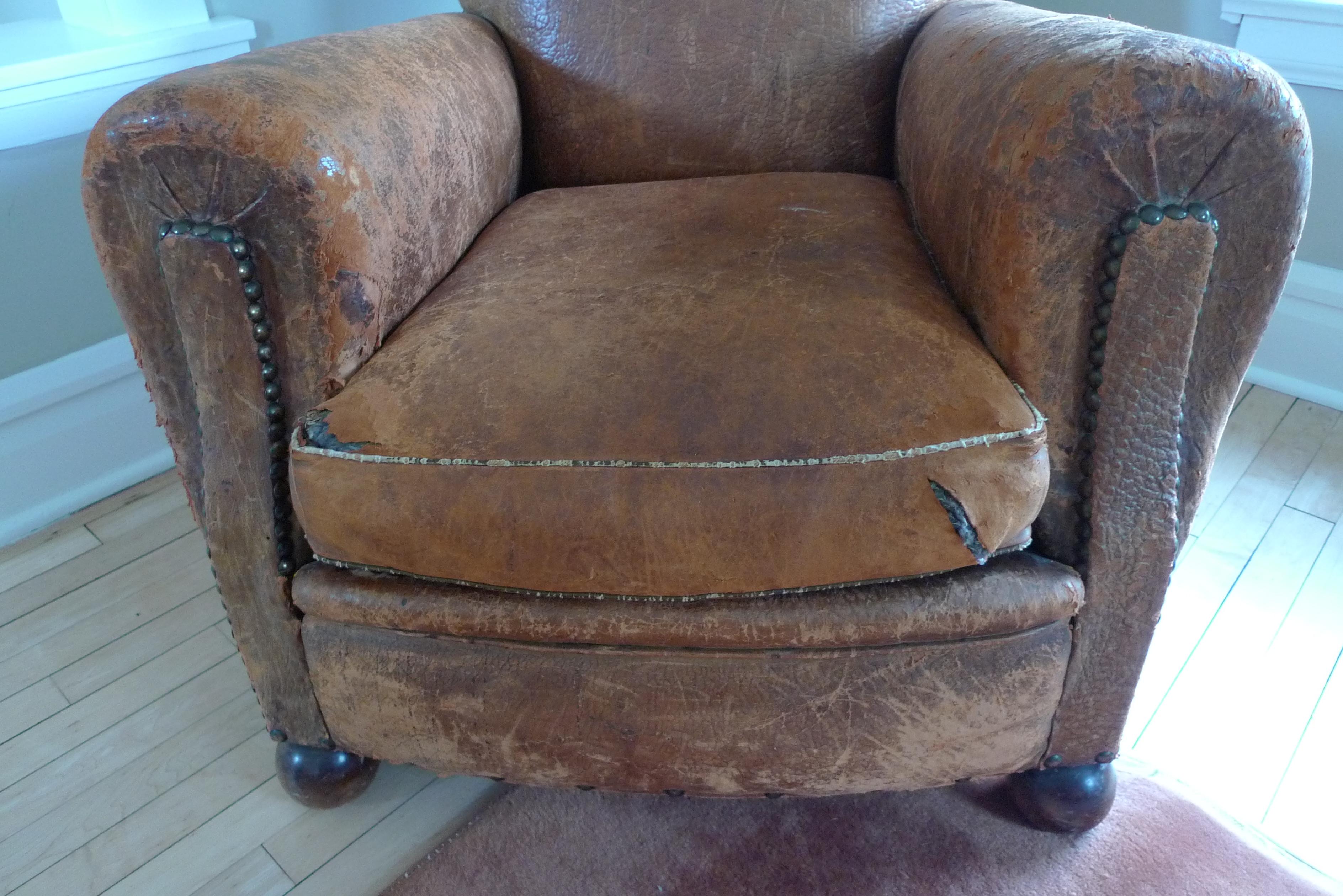 Club Chair of Leather from France, circa 1930s 3