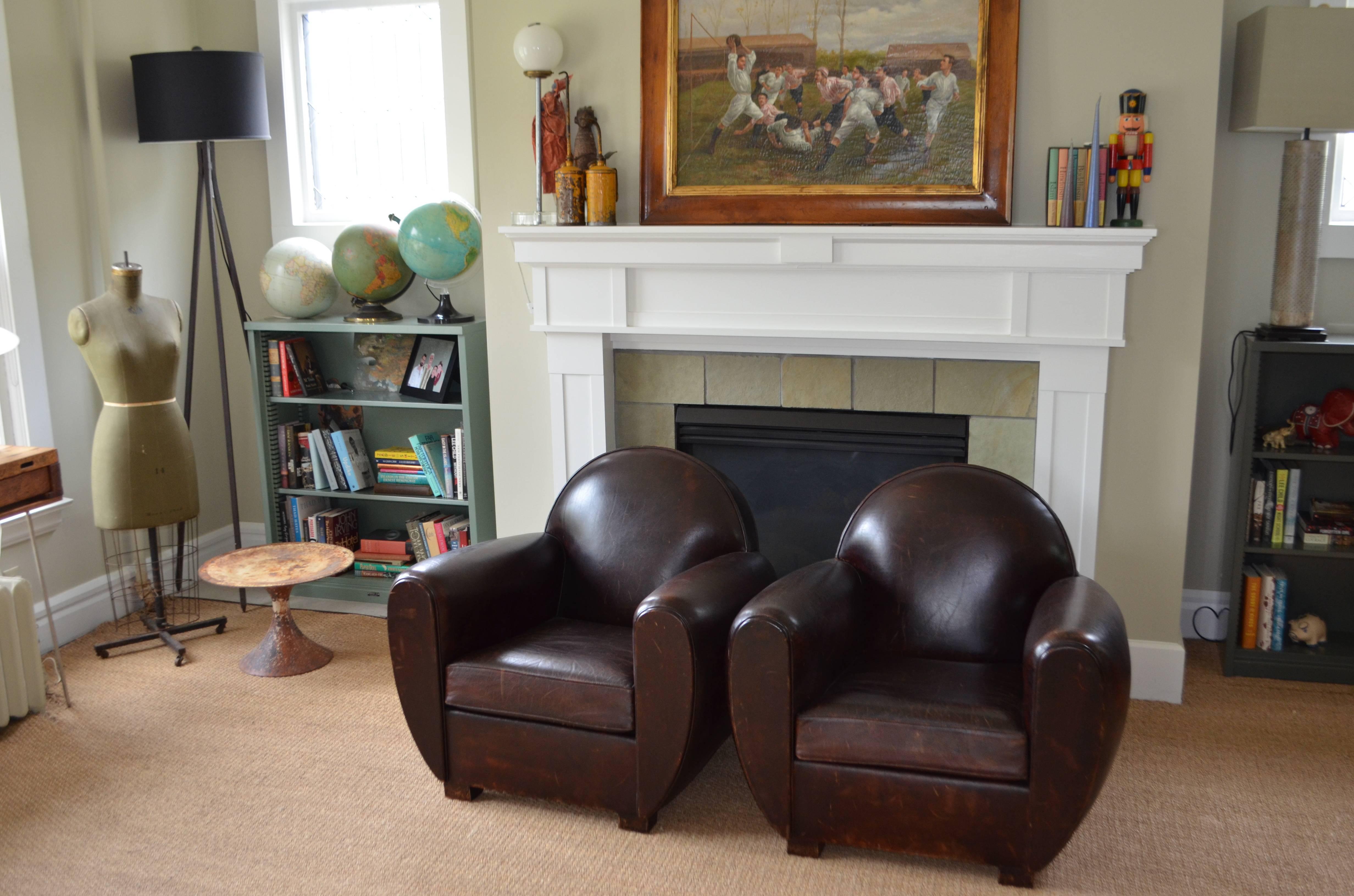 Club Chair of Leather from France, circa 1960 For Sale 5