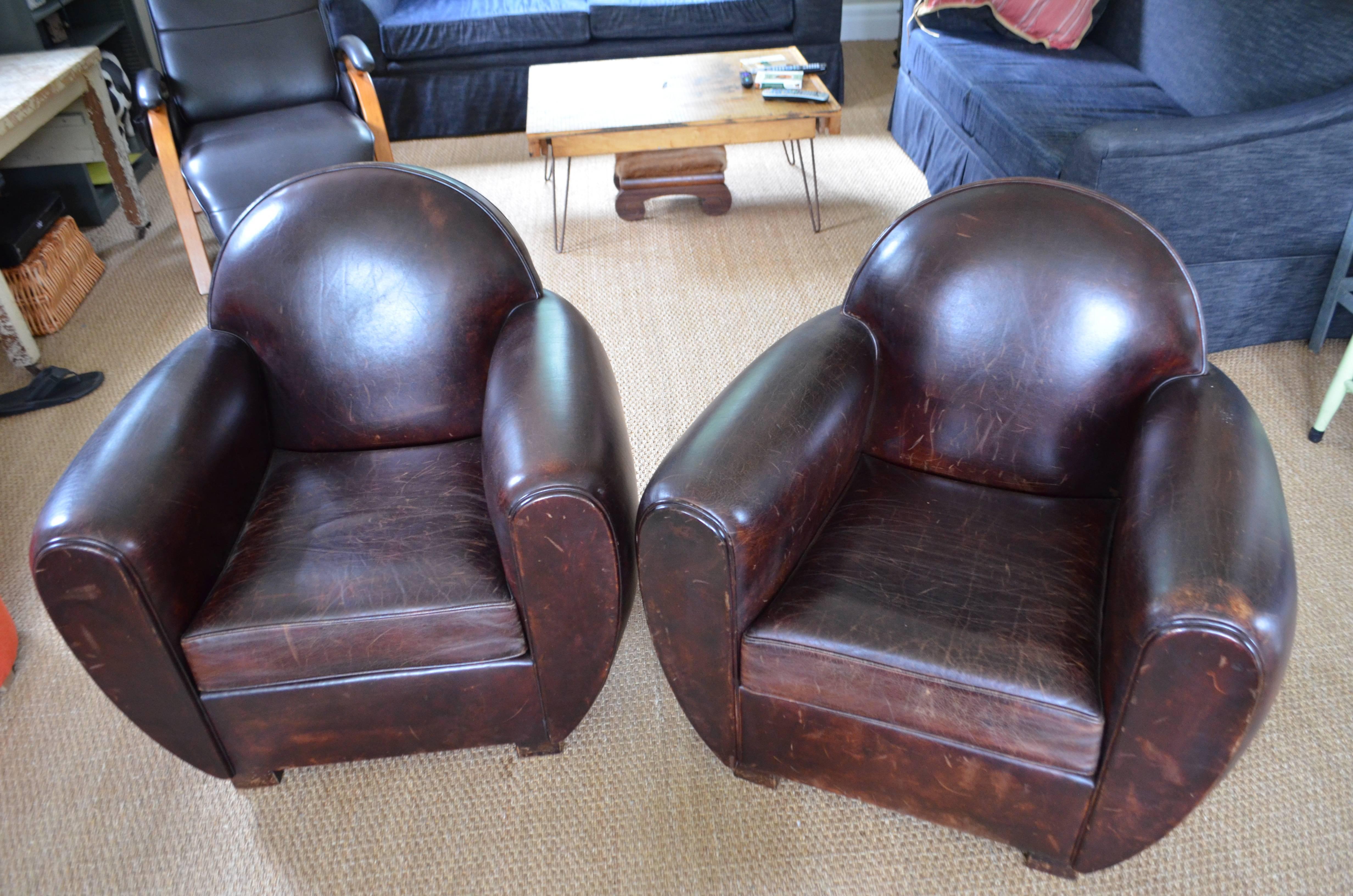 Club Chair of Leather from France, circa 1960 For Sale 6