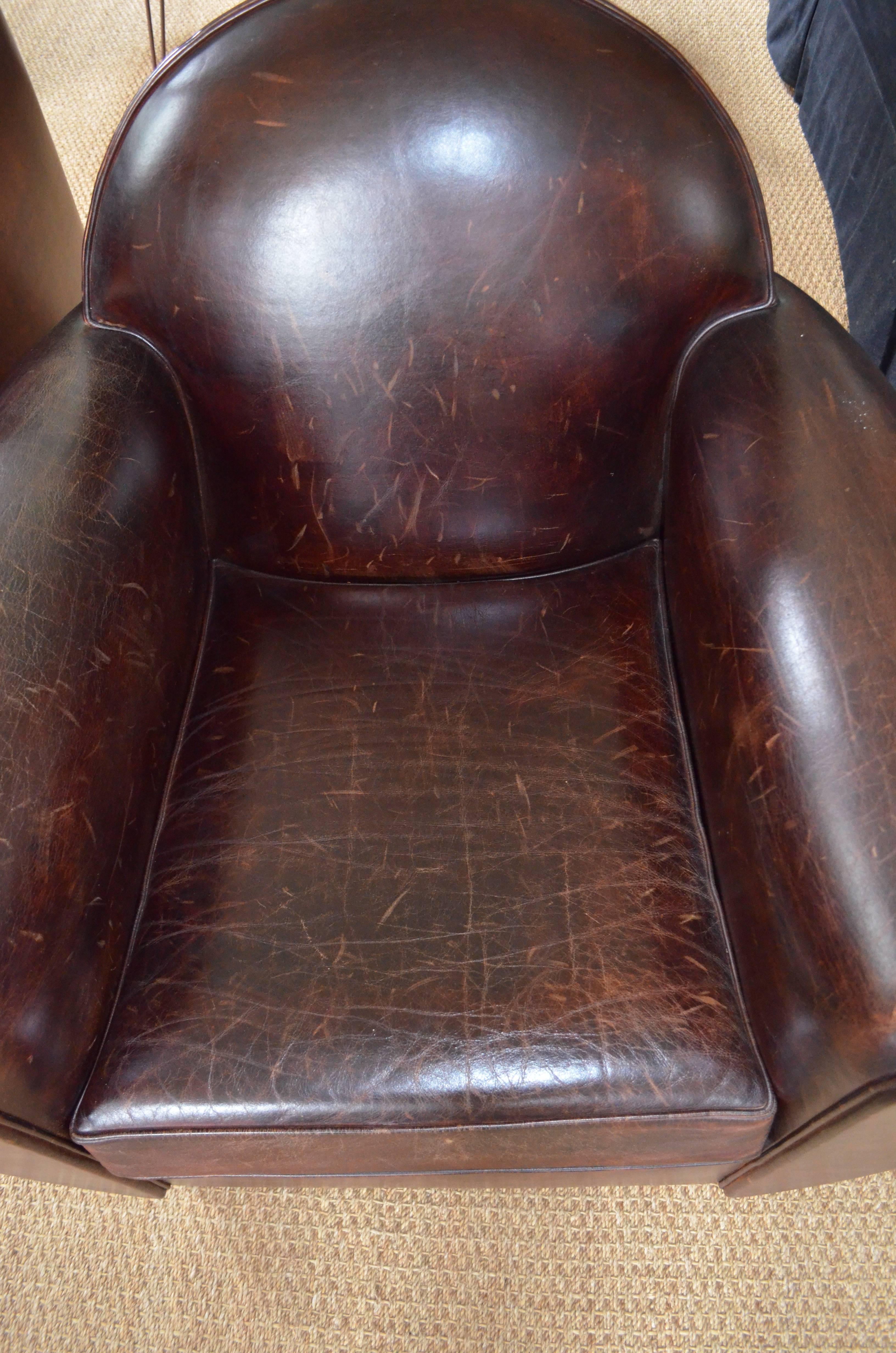 Club Chair of Leather from France, circa 1960 For Sale 8