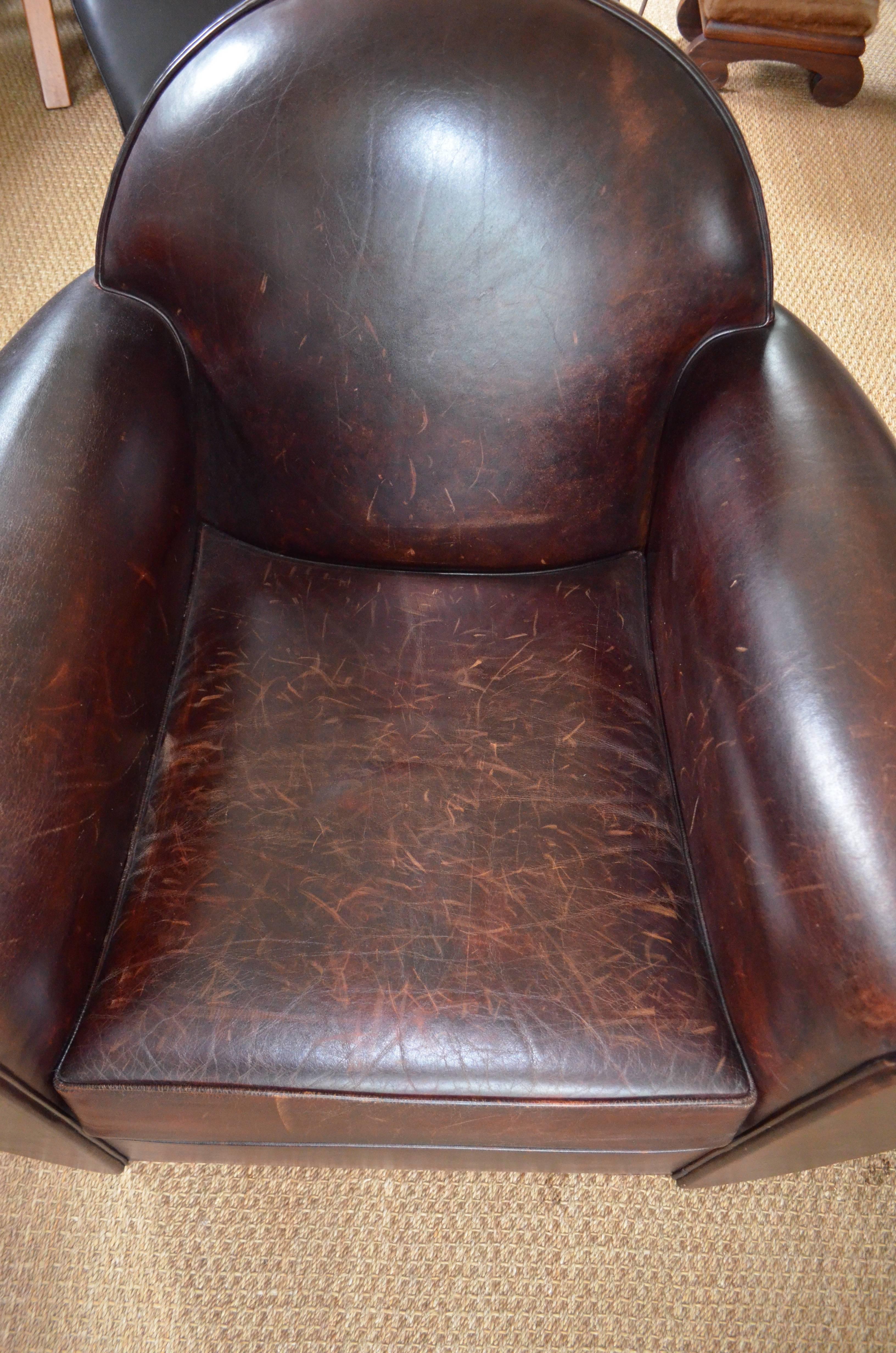 Club Chair of Leather from France, circa 1960 For Sale 9