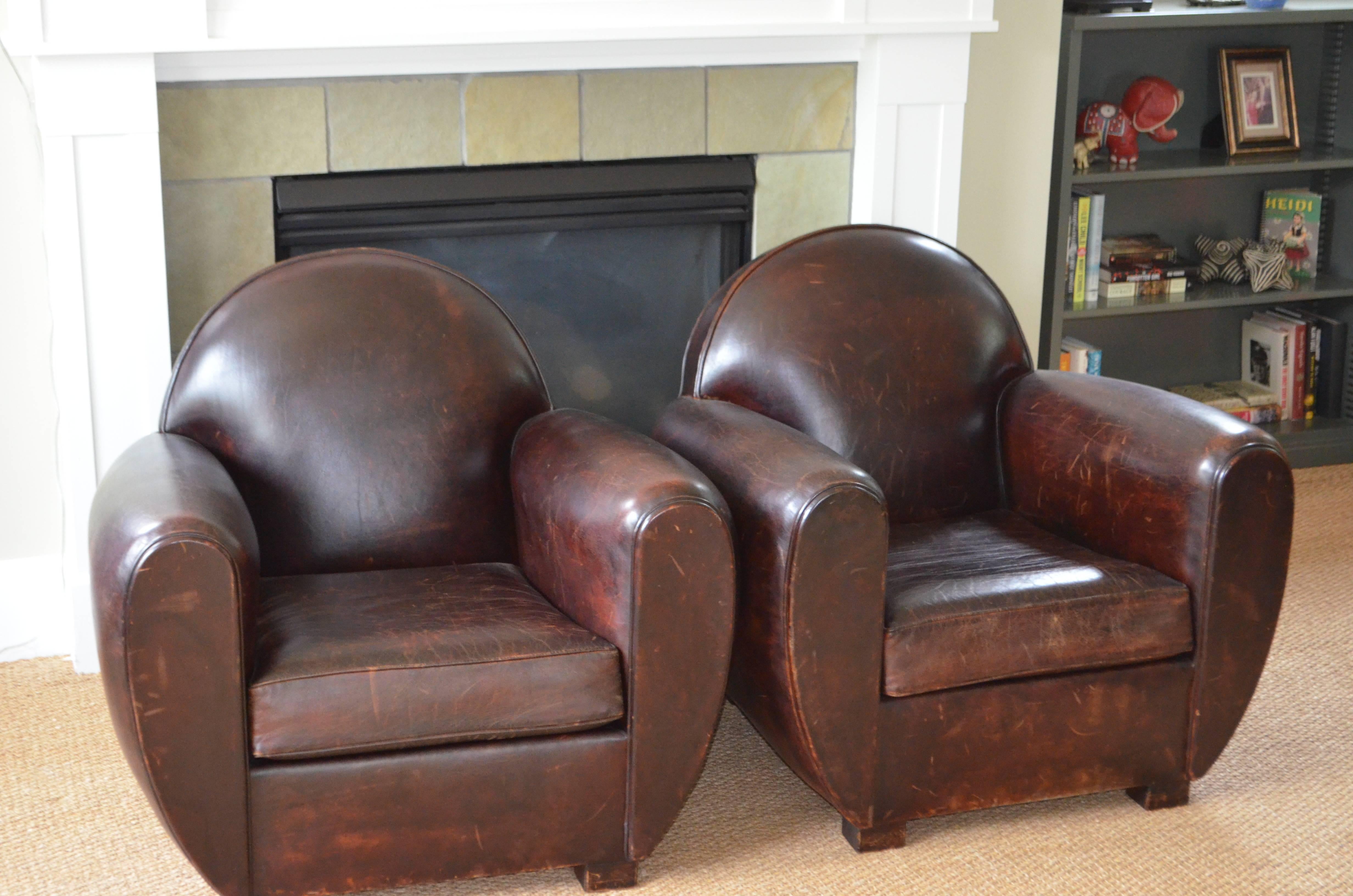 French Club Chair of Leather from France, circa 1960 For Sale