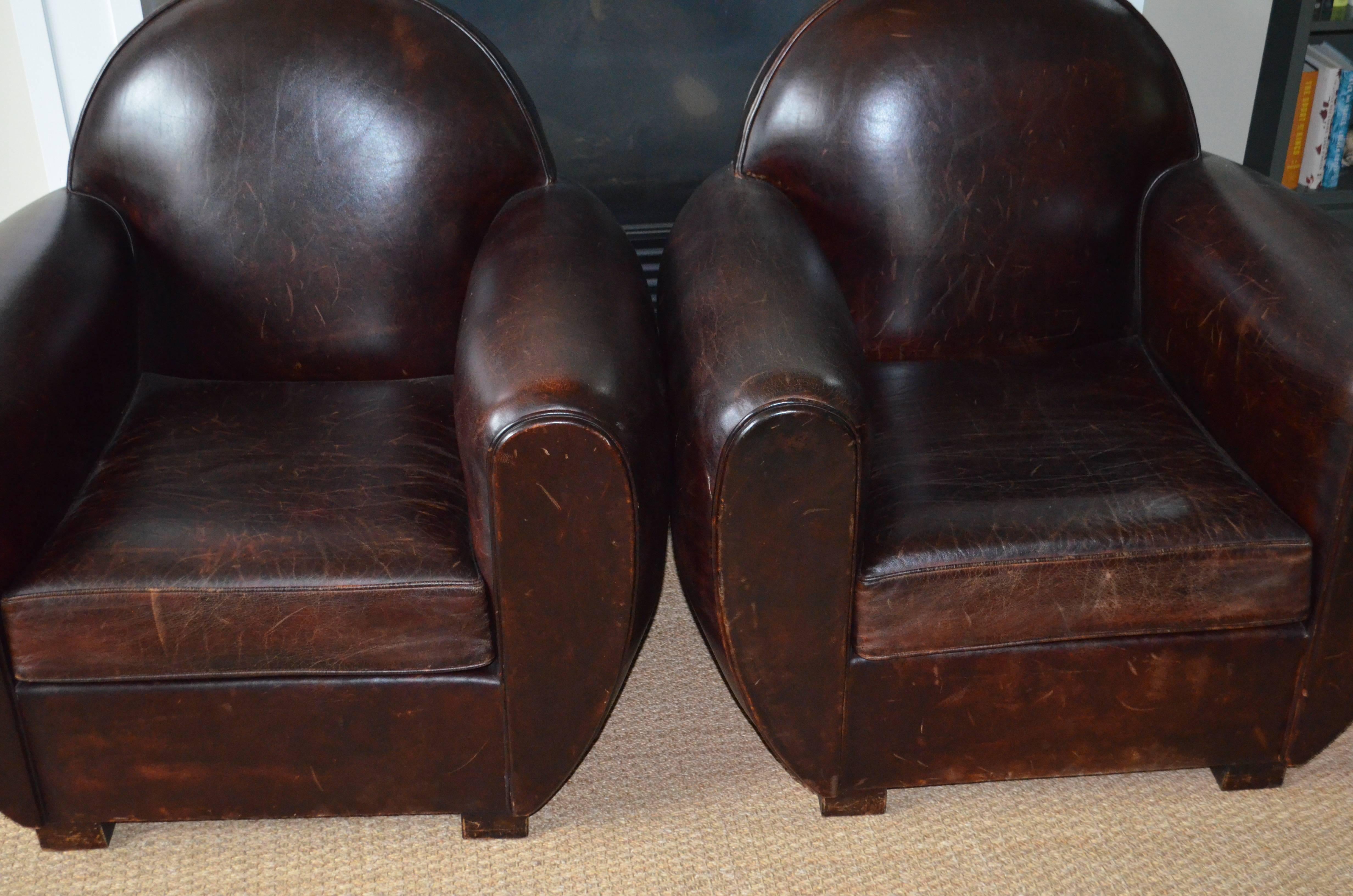 Club Chair of Leather from France, circa 1960 For Sale 1
