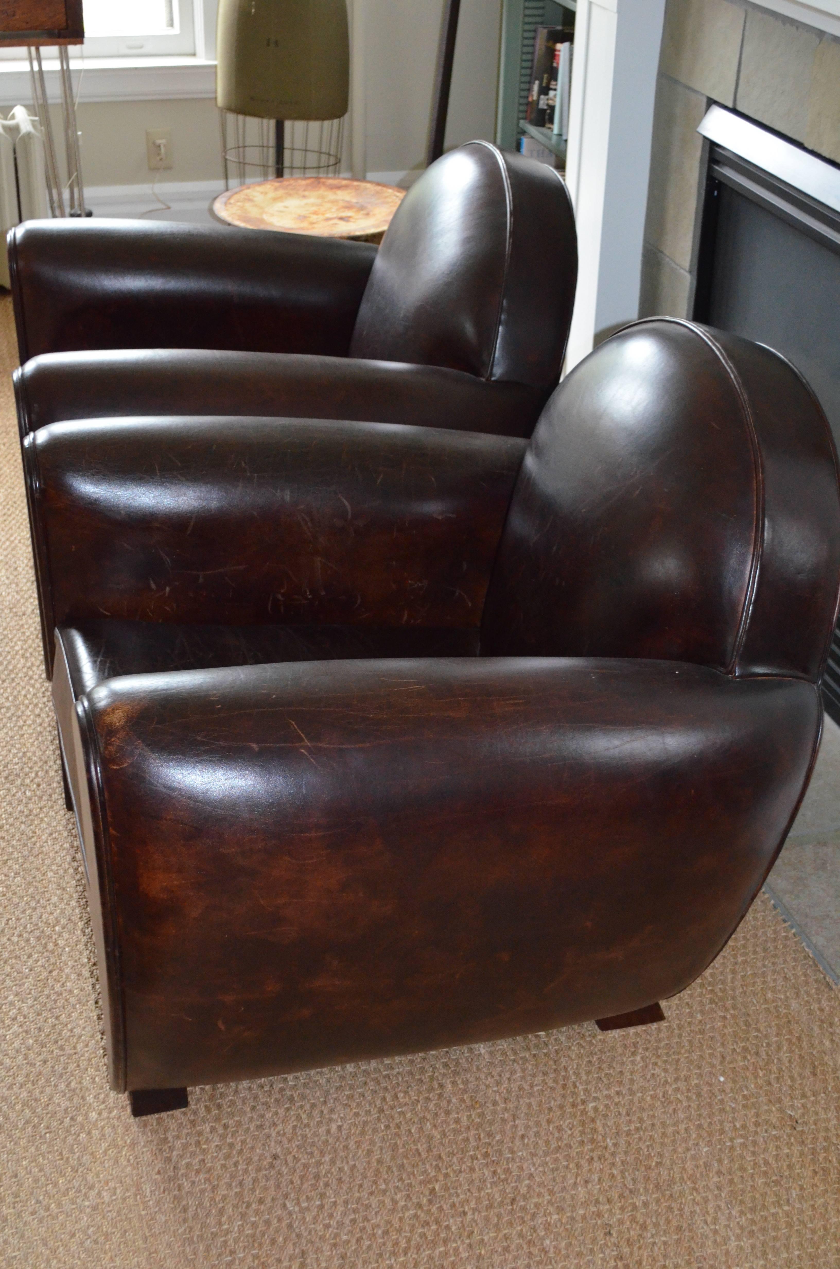 Club Chair of Leather from France, circa 1960 For Sale 2
