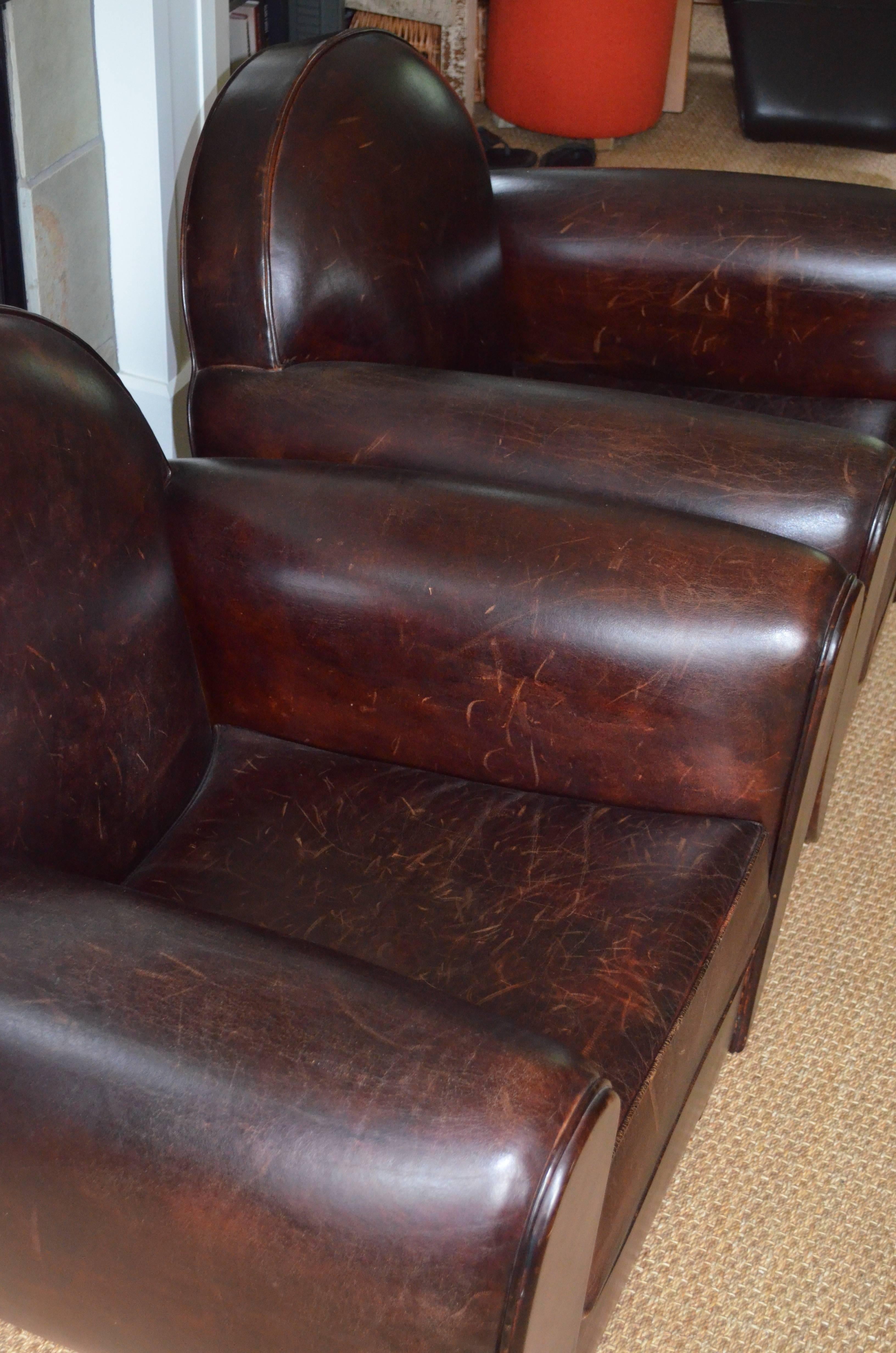 Club Chair of Leather from France, circa 1960 For Sale 3