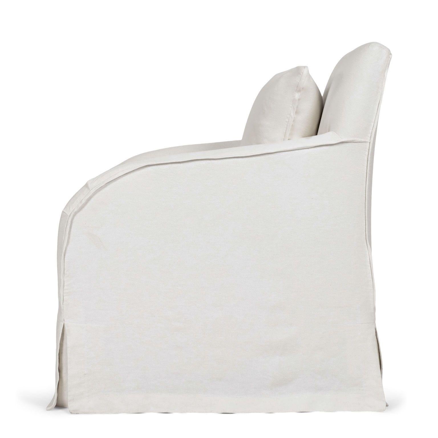 Contemporary Club Chair Slipcovered in White Linen