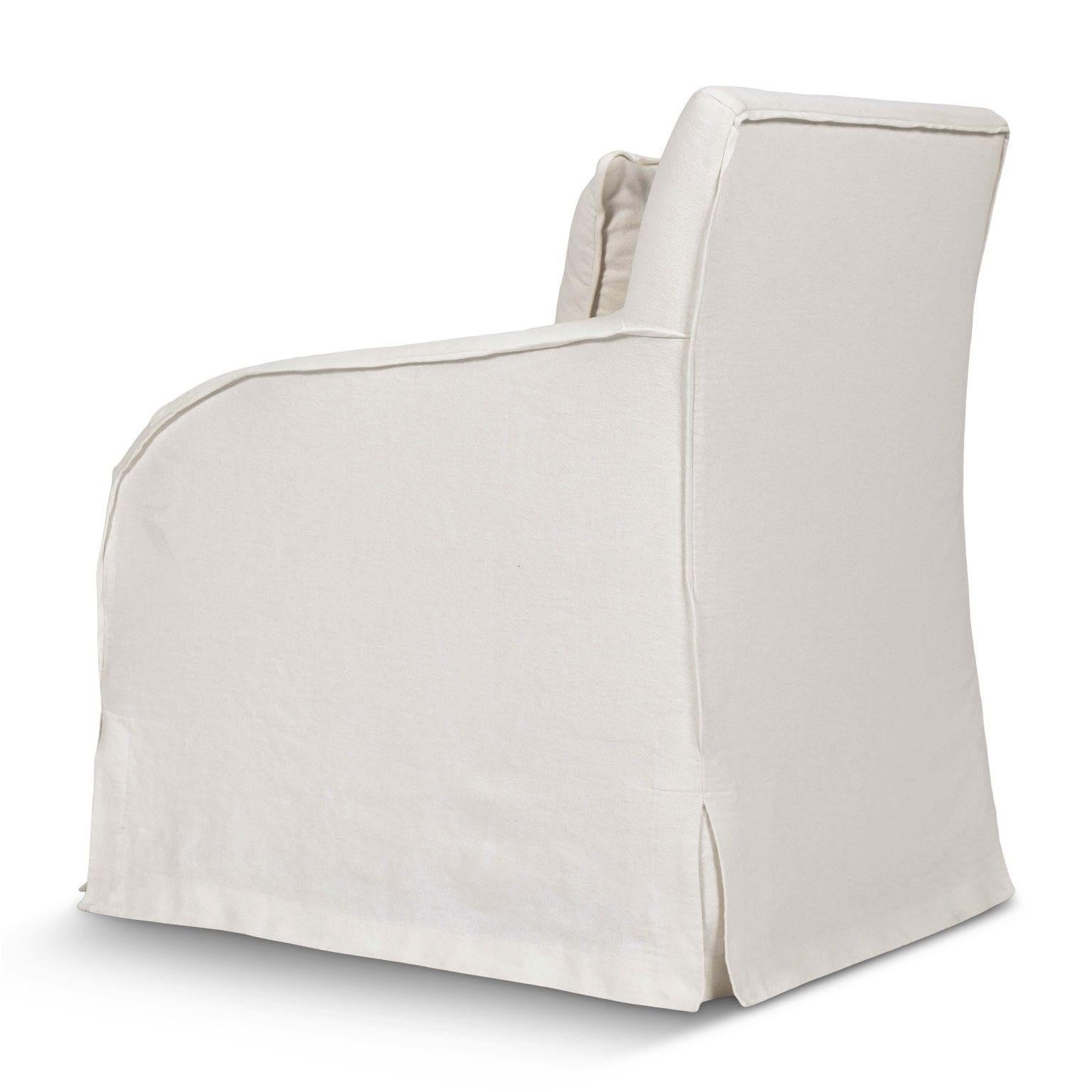 Steel Club Chair Slipcovered in White Linen