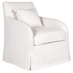 Club Chair Slipcovered in White Linen