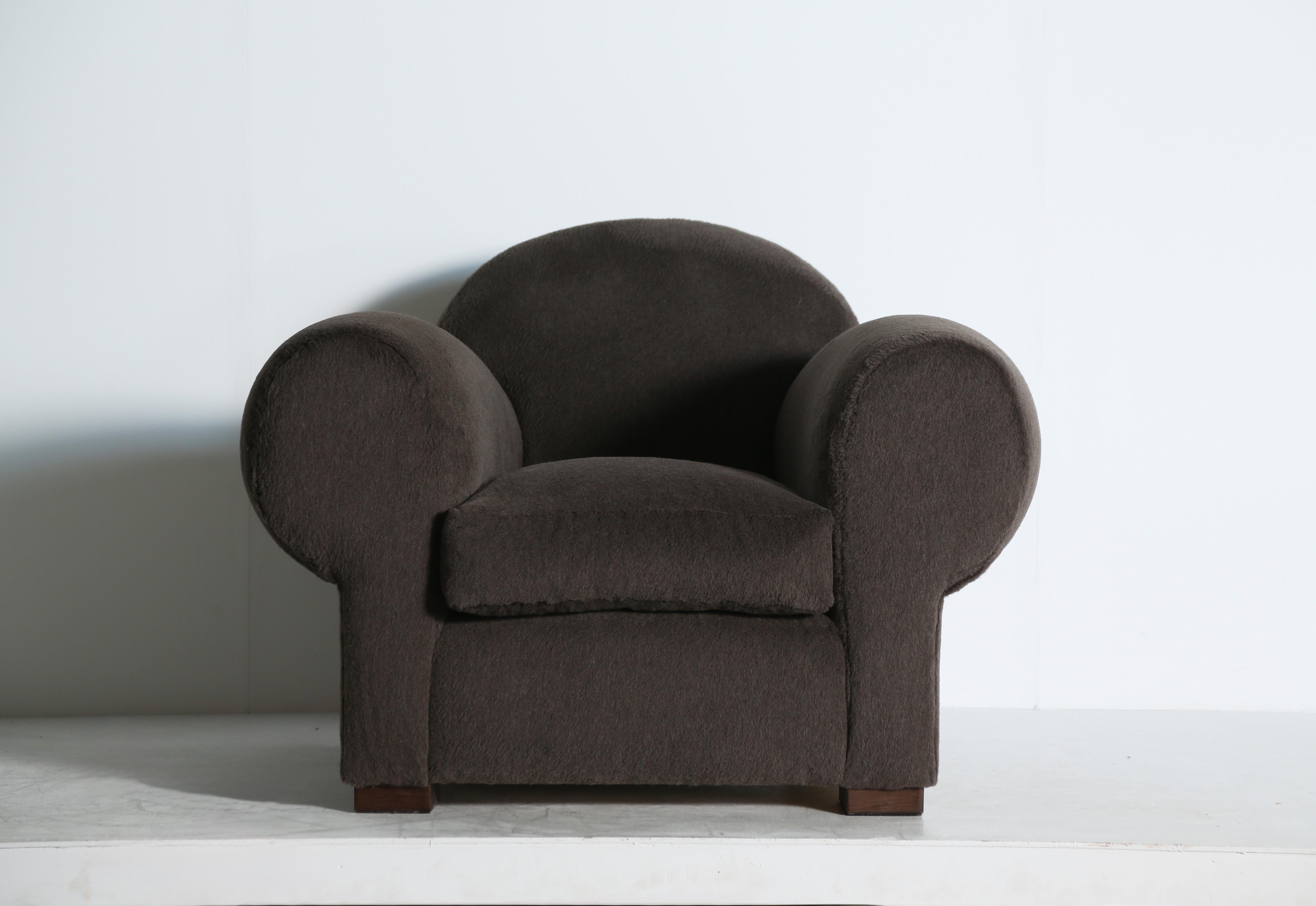 Clubsessel, gepolstert mit reinem Alpaka (Art déco) im Angebot