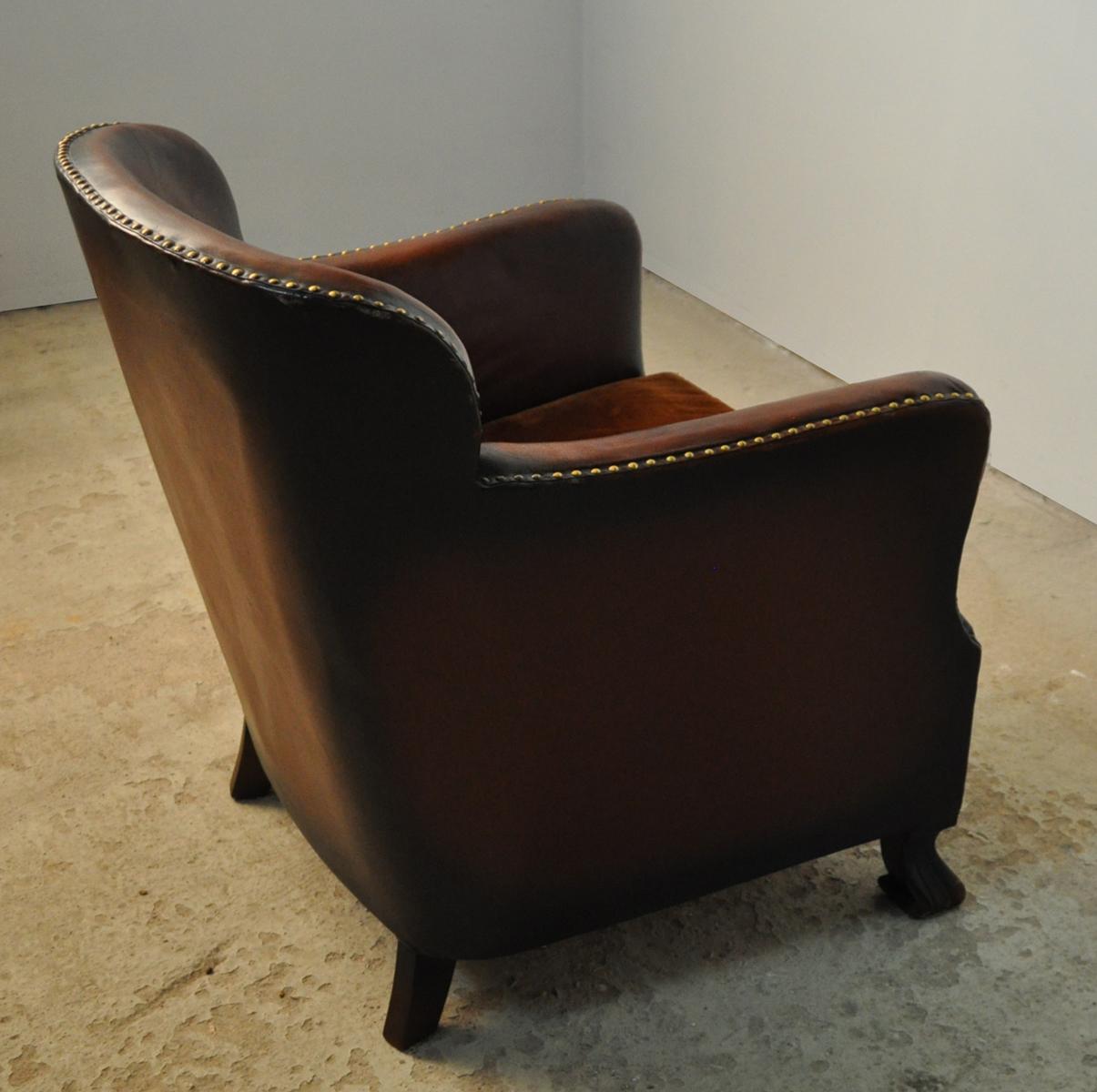 Club Chair with Original Leather from 1920s 1