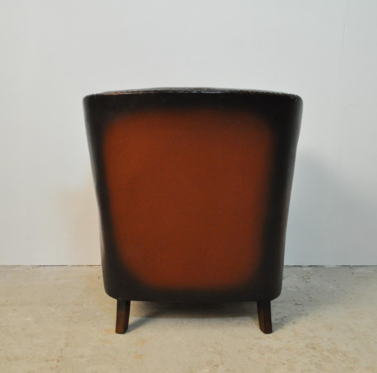 Club Chair with Original Leather from 1920s In Good Condition In Vordingborg, DK