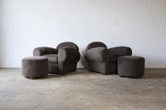 Club Chair with Ottoman, Upholstered in Pure Alpaca