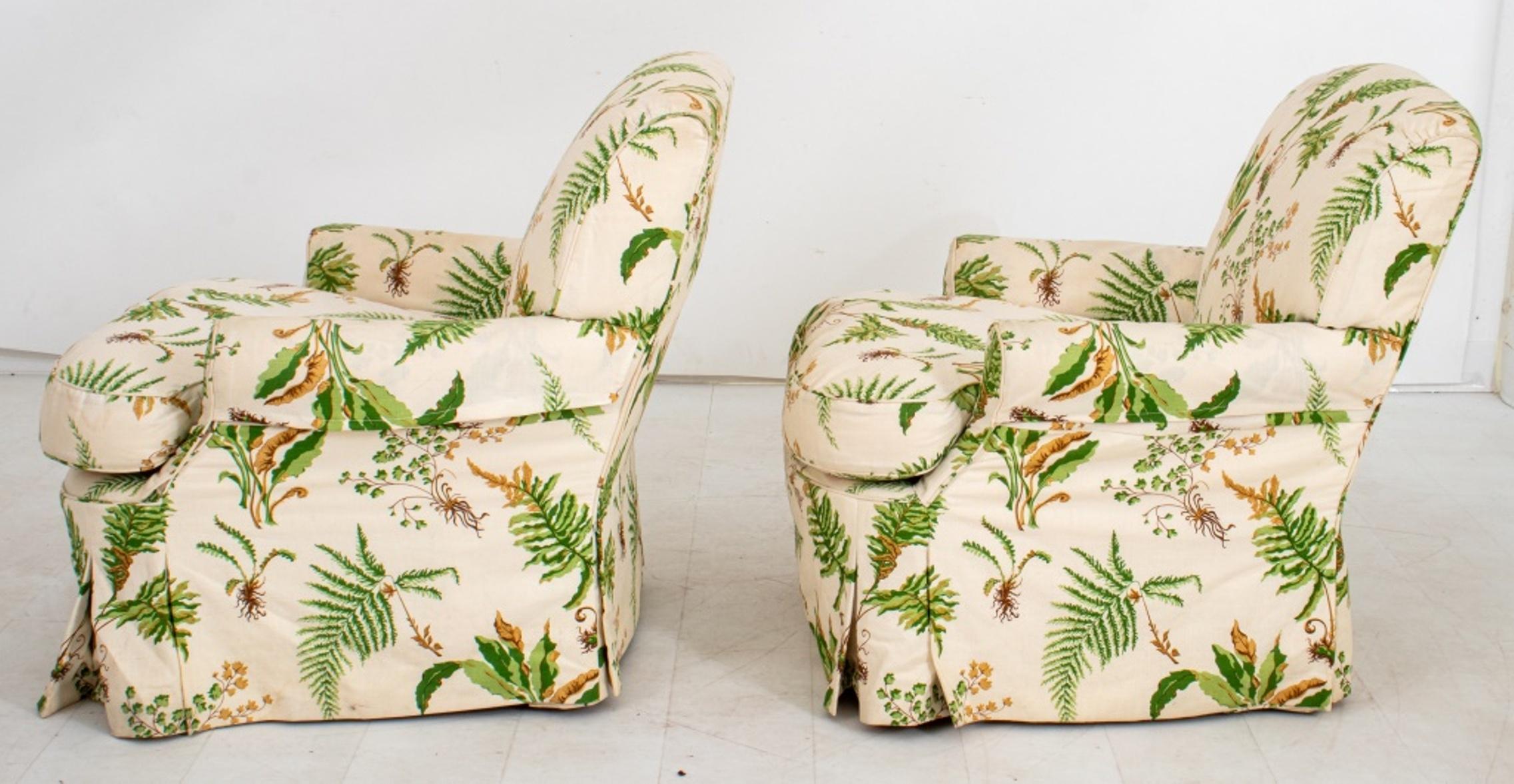 American Classical Club Chairs, Elsie de Wolfe Botanical Slipcovers