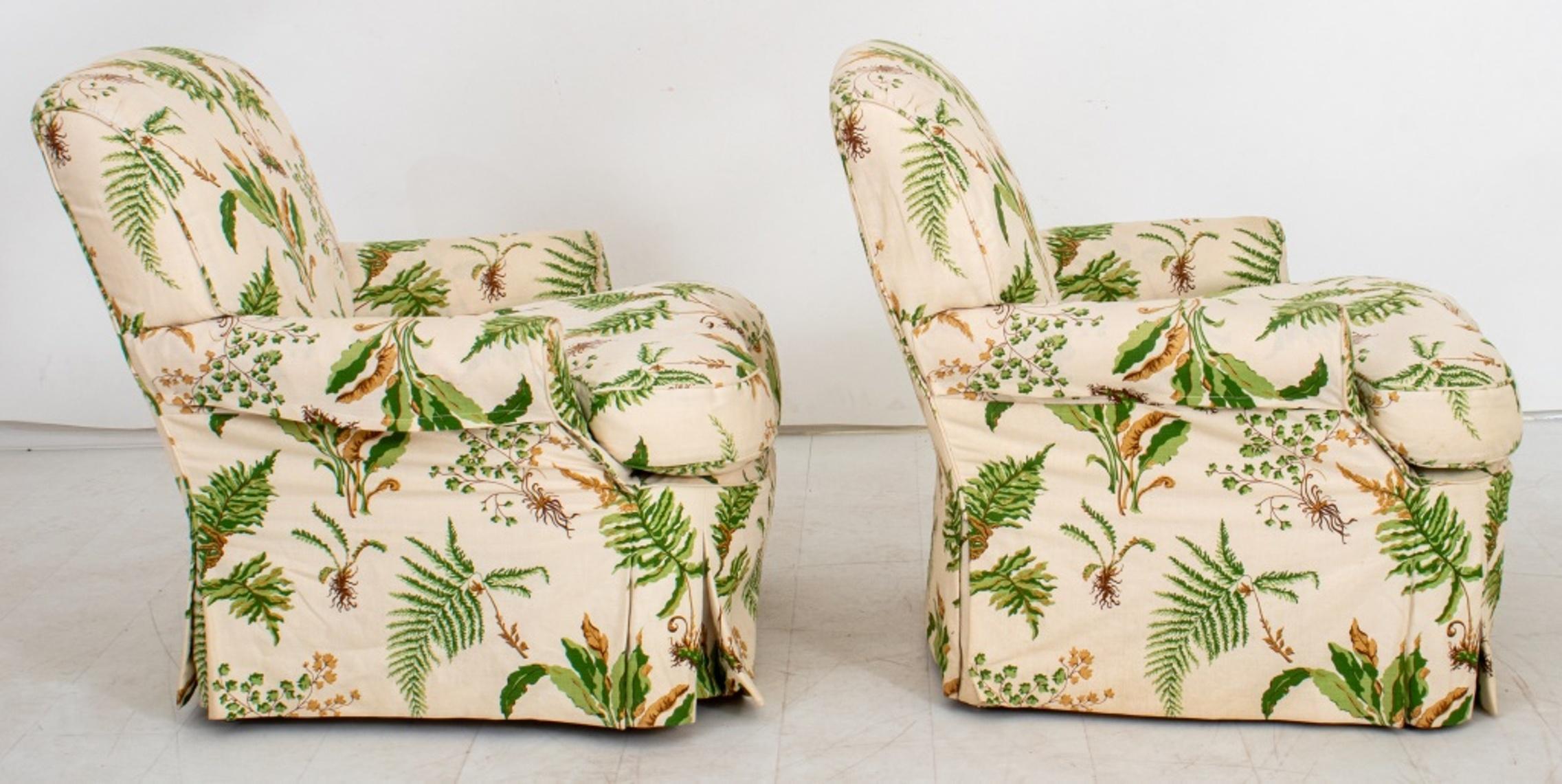 Contemporary Club Chairs, Elsie de Wolfe Botanical Slipcovers