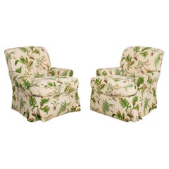 Club Chairs, Elsie de Wolfe Botanical Slipcovers