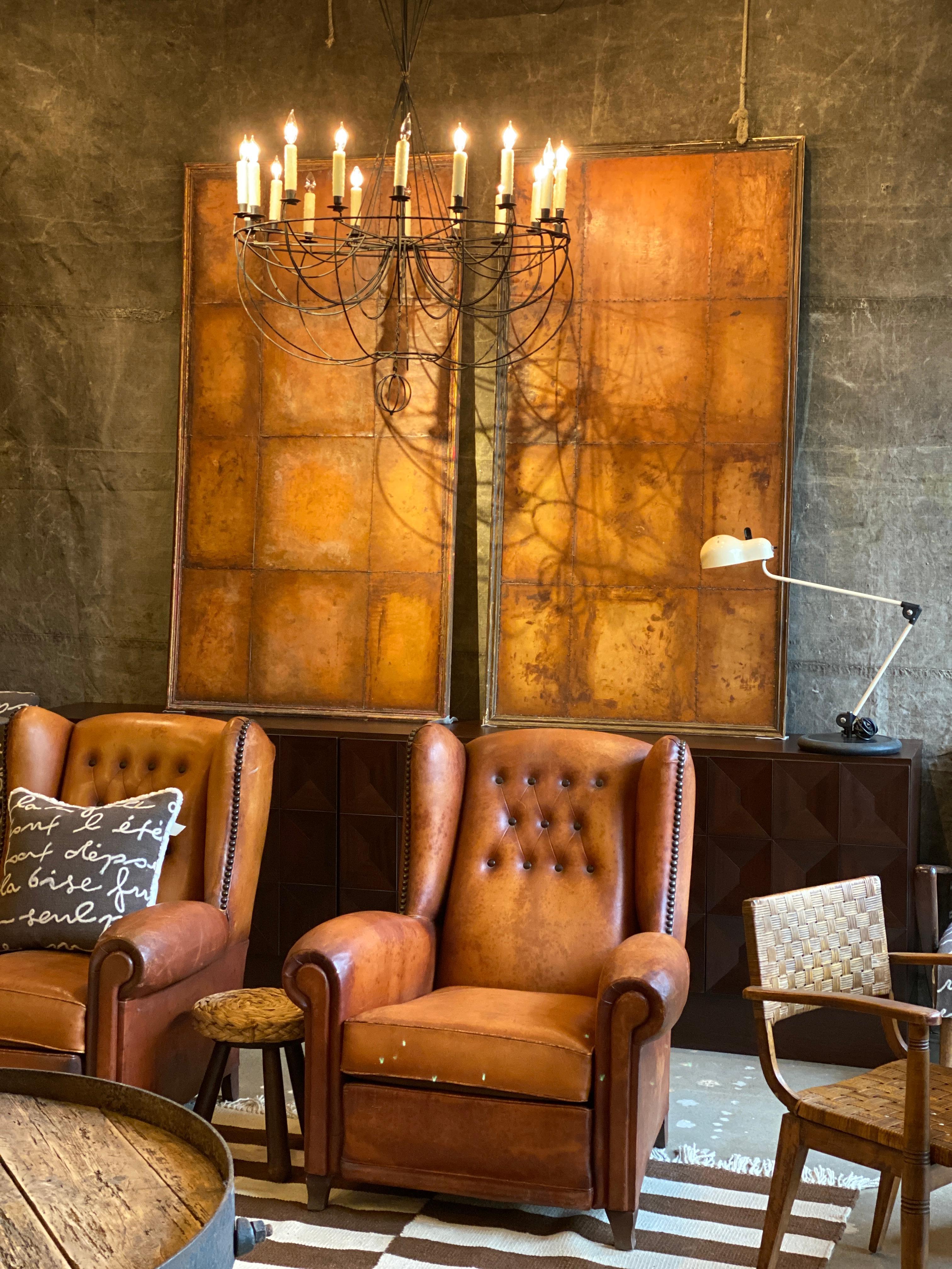 Mid-20th Century Club Chairs in Cognac Leather, France, 1930s